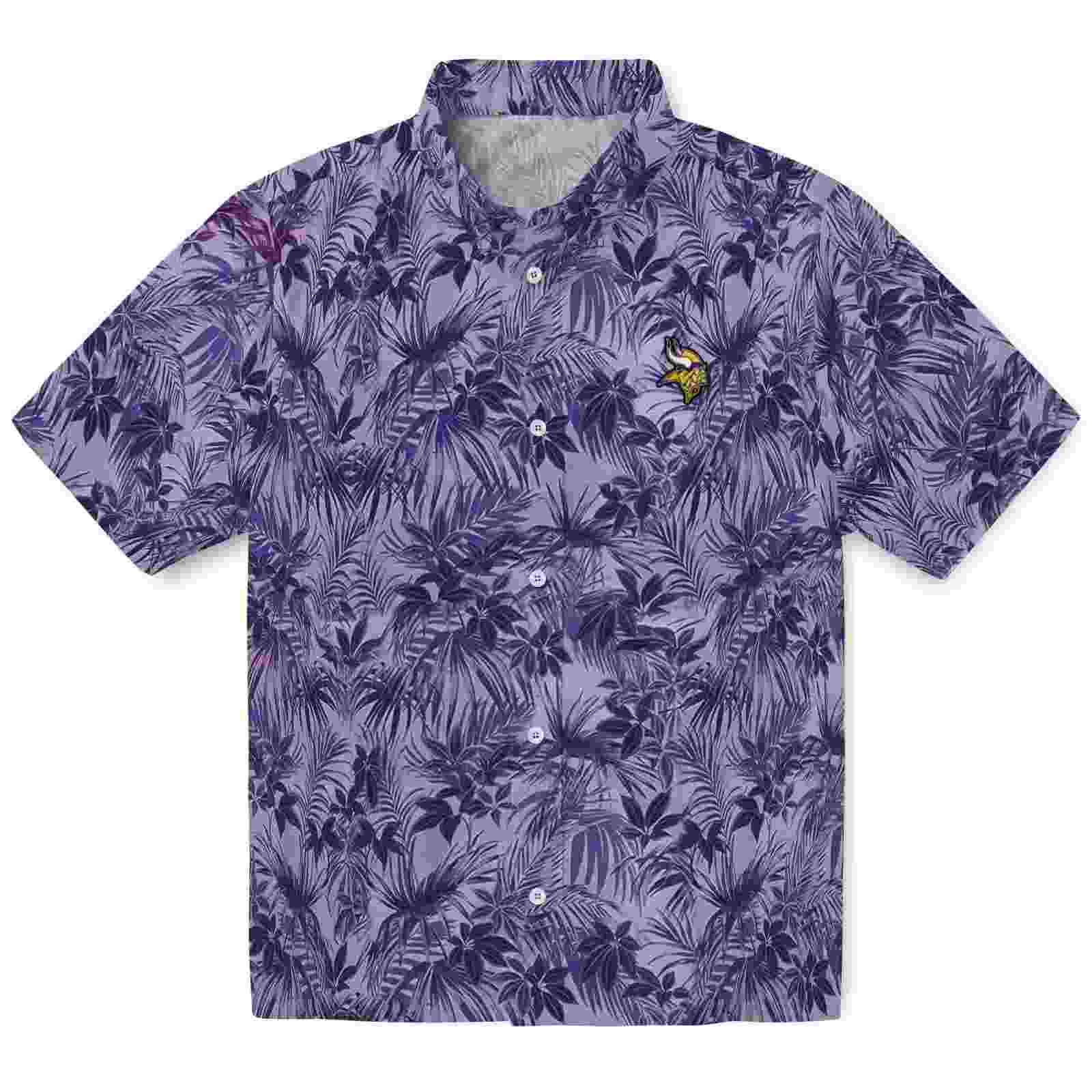 Minnesota Vikings Leafy Pattern Purple Hawaiian Shirt