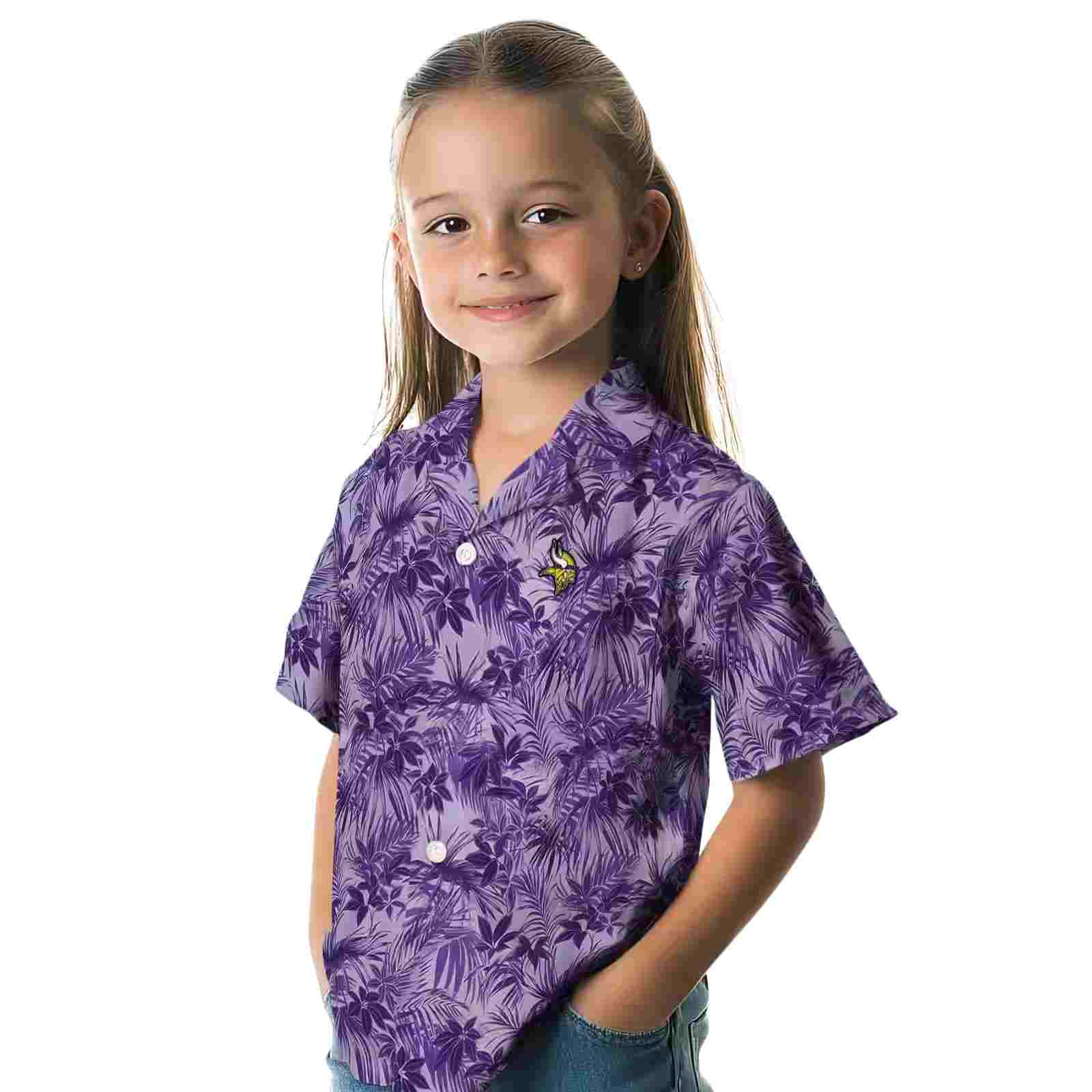 minnesota vikings leafy pattern purple hawaiian shirt premium grade