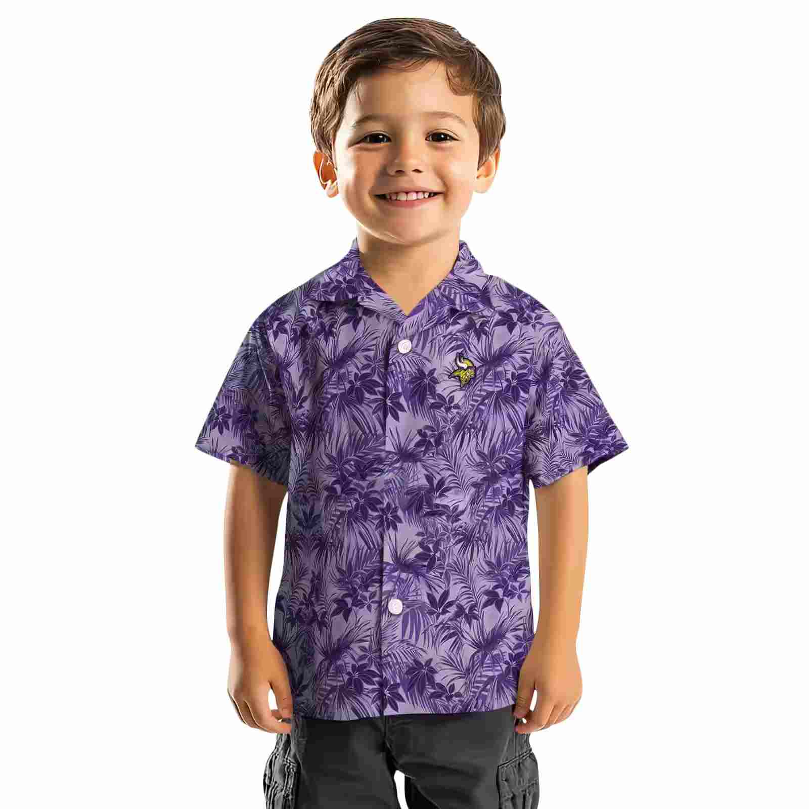 minnesota vikings leafy pattern purple hawaiian shirt top rated