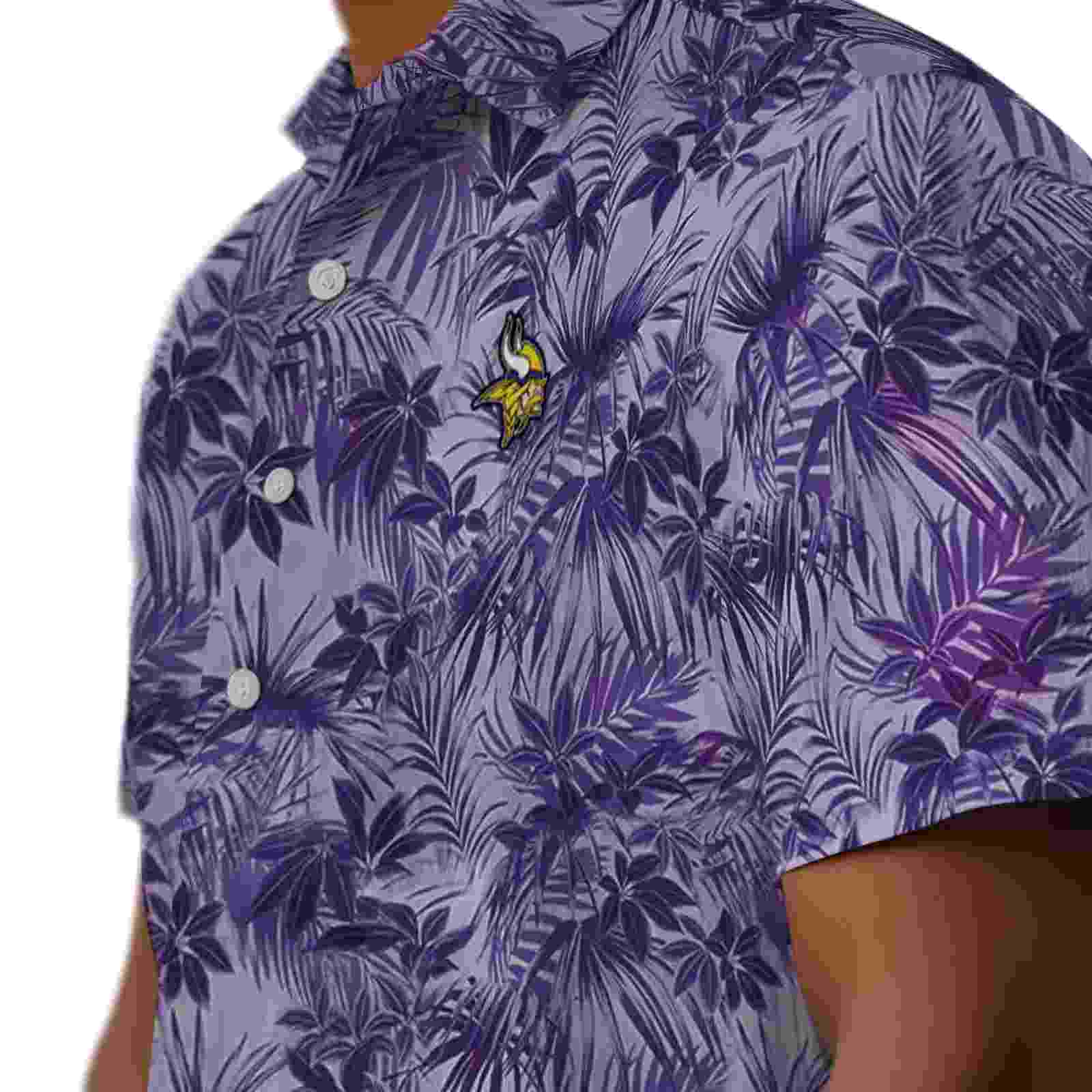 minnesota vikings leafy pattern purple hawaiian shirt trendy