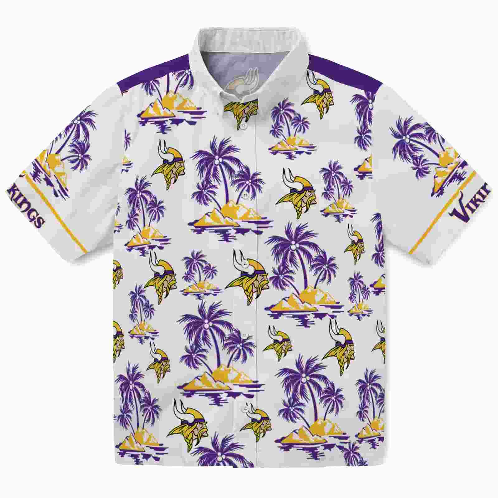 Minnesota Vikings Palm Island Print Purple White Hawaiian Shirt