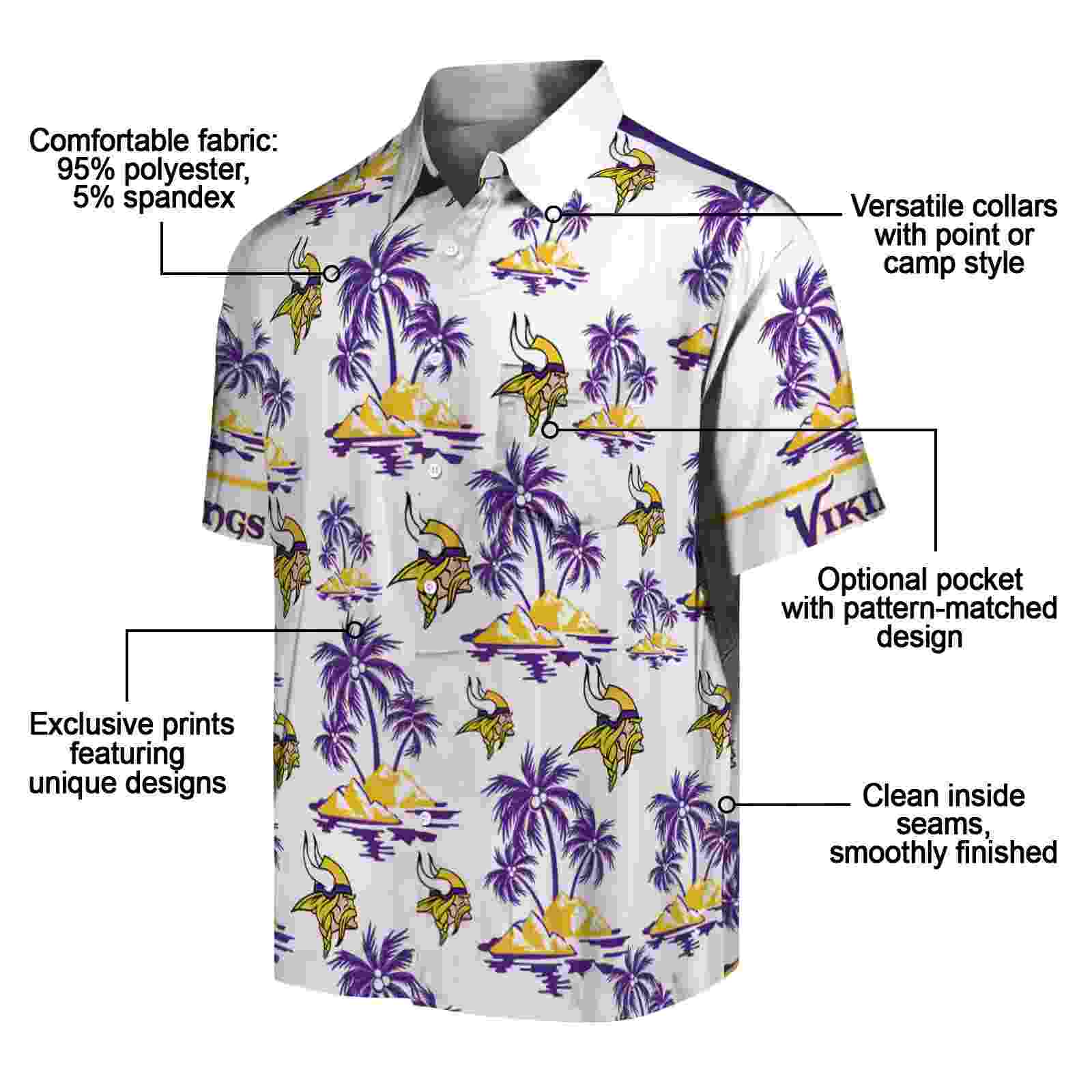 minnesota vikings palm island print purple white hawaiian shirt new arrival