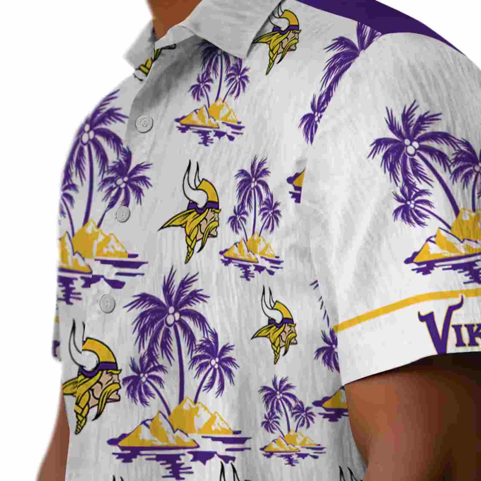 minnesota vikings palm island print purple white hawaiian shirt trendy