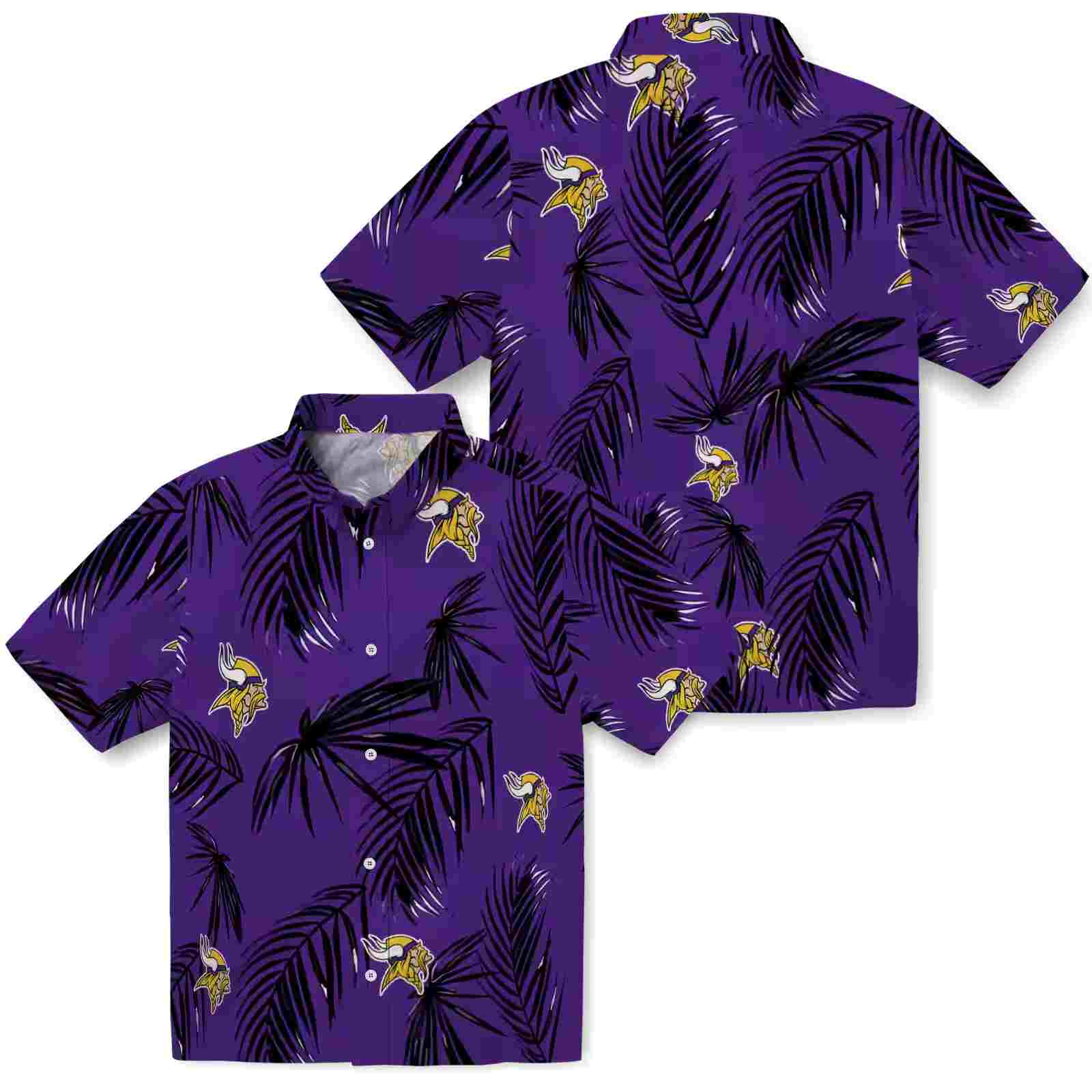 minnesota vikings palm leaf purple hawaiian shirt high quality