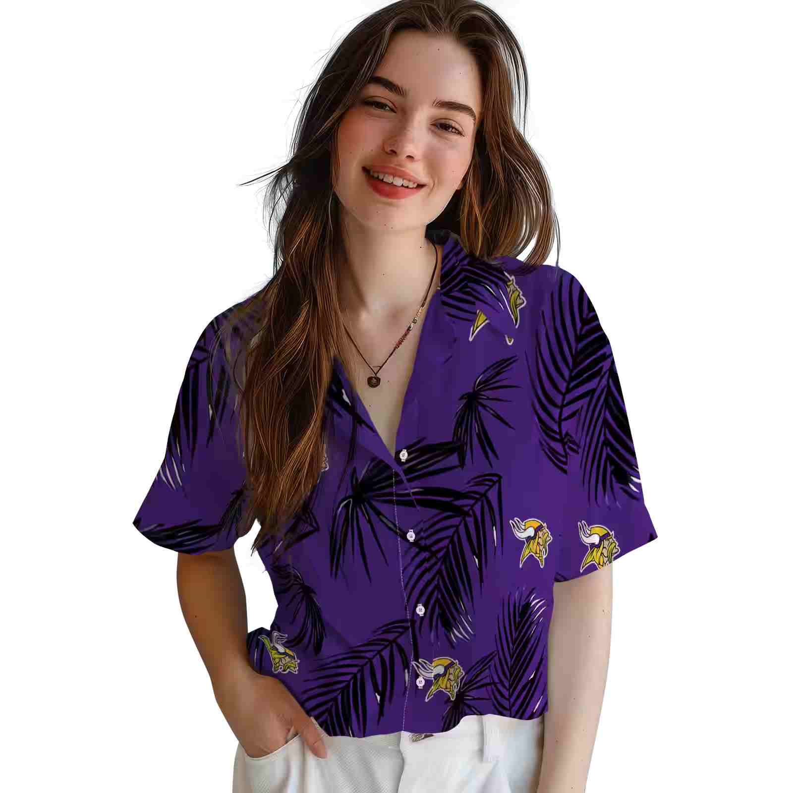 minnesota vikings palm leaf purple hawaiian shirt latest model