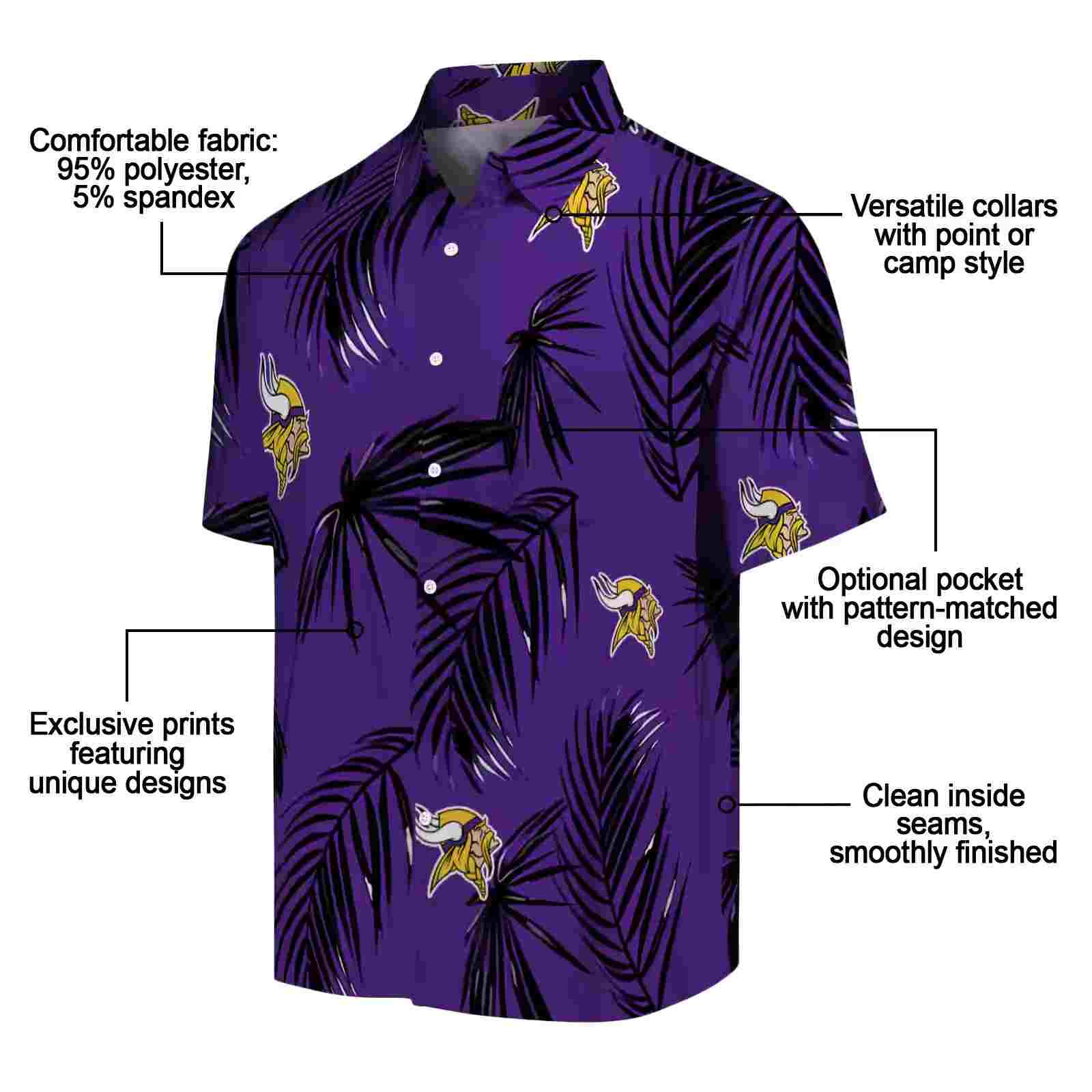 minnesota vikings palm leaf purple hawaiian shirt new arrival