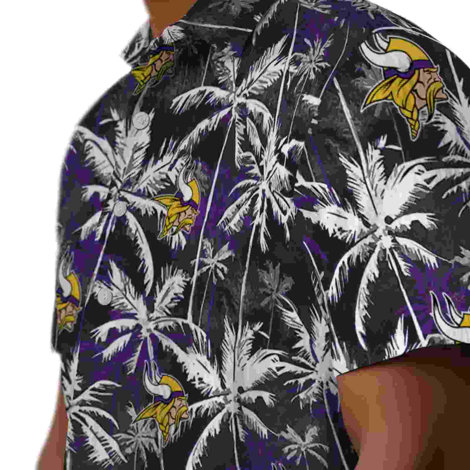 minnesota vikings palm pattern purple black hawaiian shirt trendy