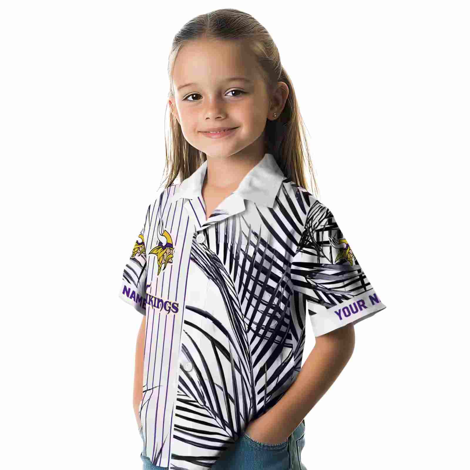 minnesota vikings palm stripes purple black white hawaiian shirt premium grade