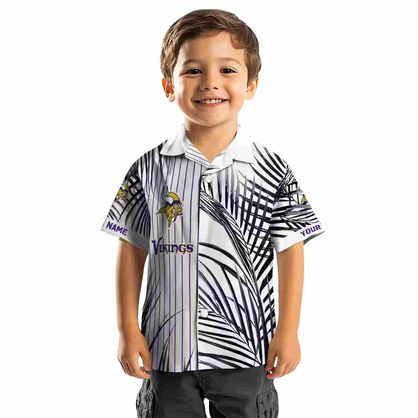 minnesota vikings palm stripes purple black white hawaiian shirt top rated