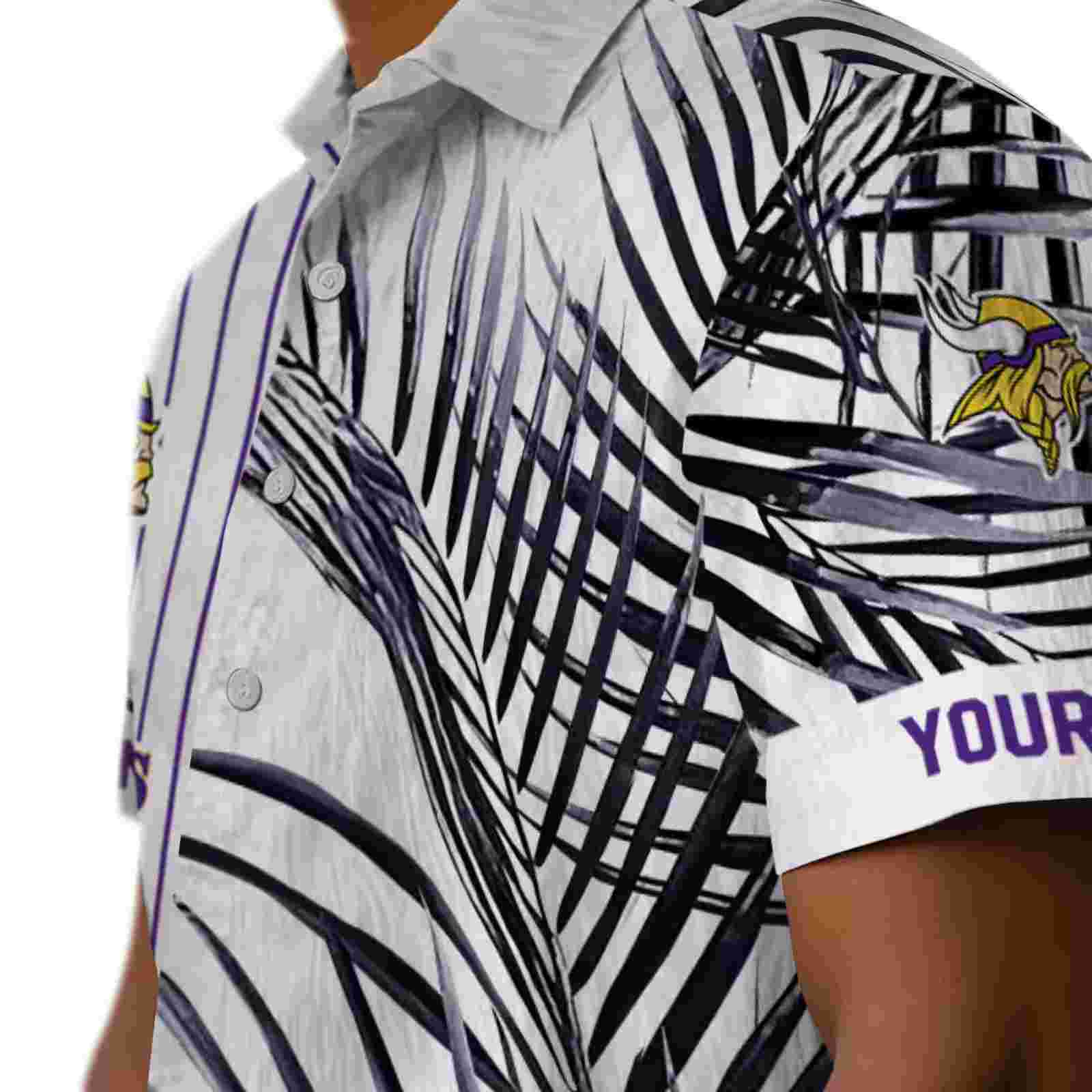 minnesota vikings palm stripes purple black white hawaiian shirt trendy