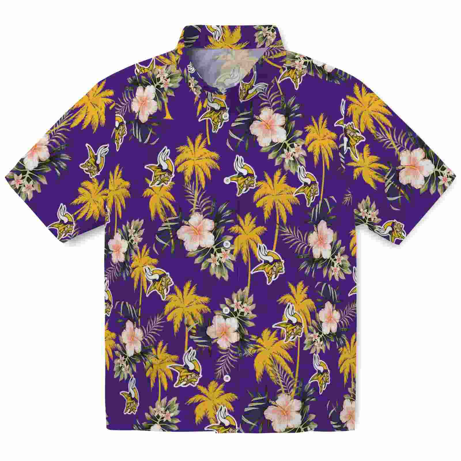 Minnesota Vikings Palm Tree Flower Purple Hawaiian Shirt