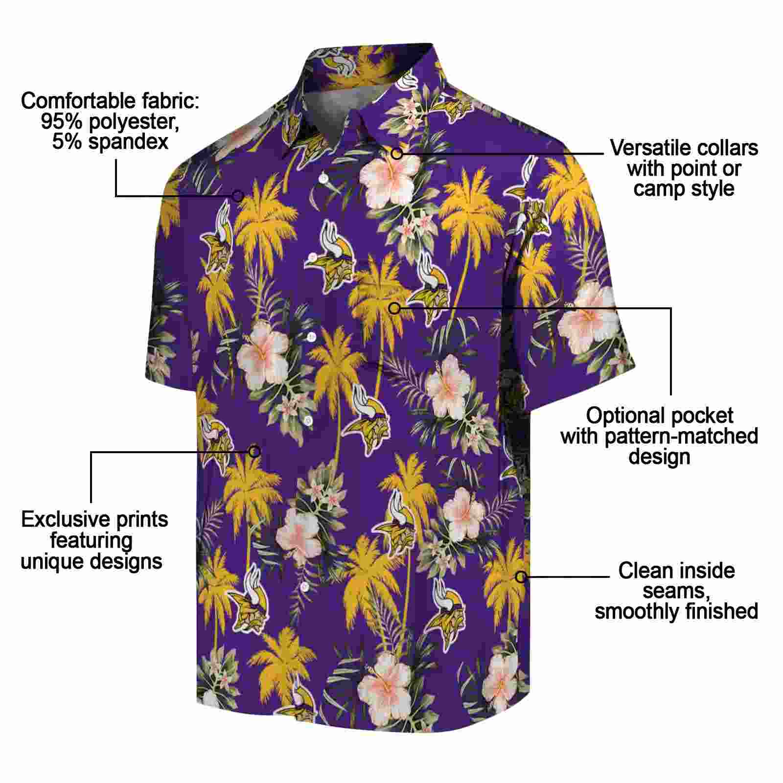 minnesota vikings palm tree flower purple hawaiian shirt new arrival