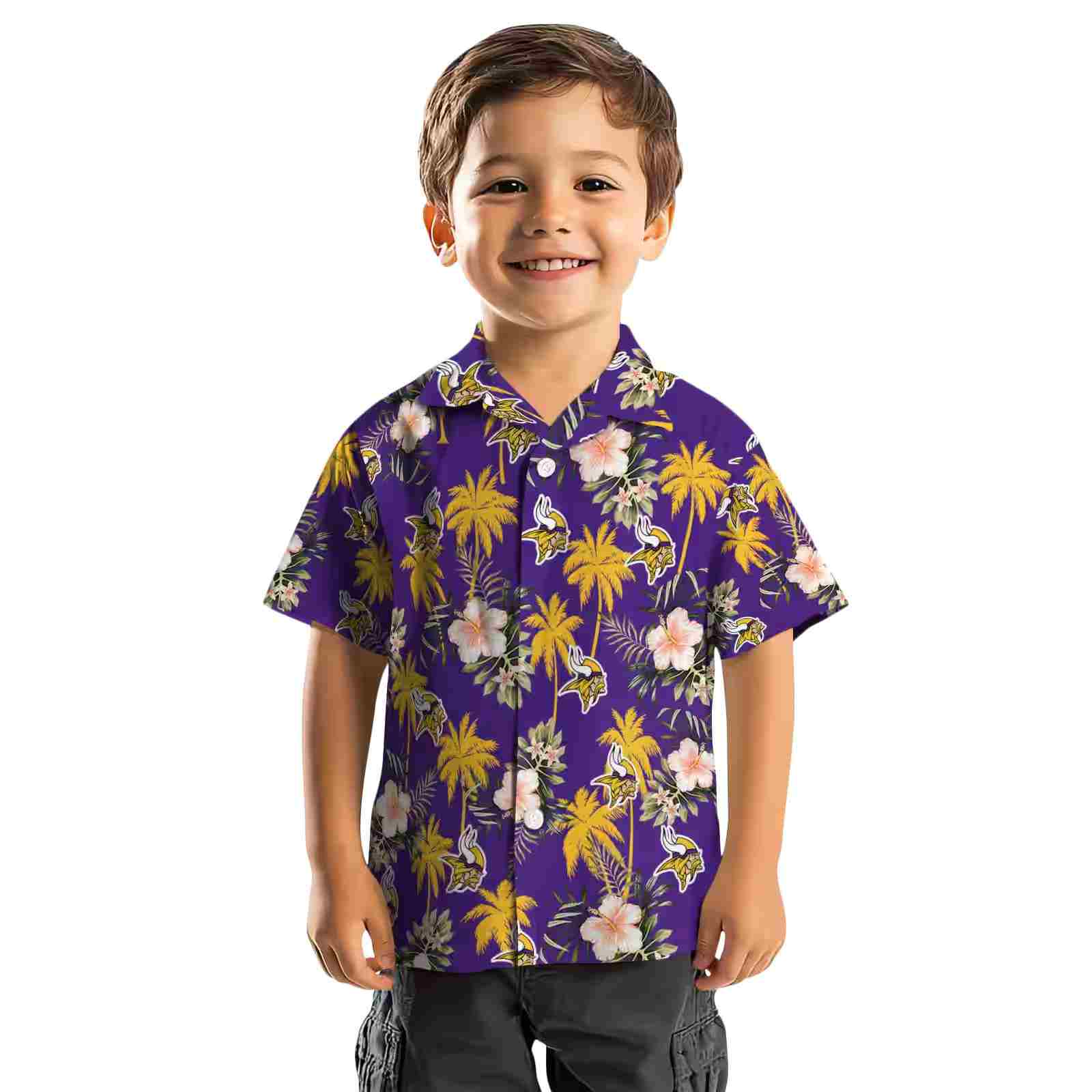 minnesota vikings palm tree flower purple hawaiian shirt top rated