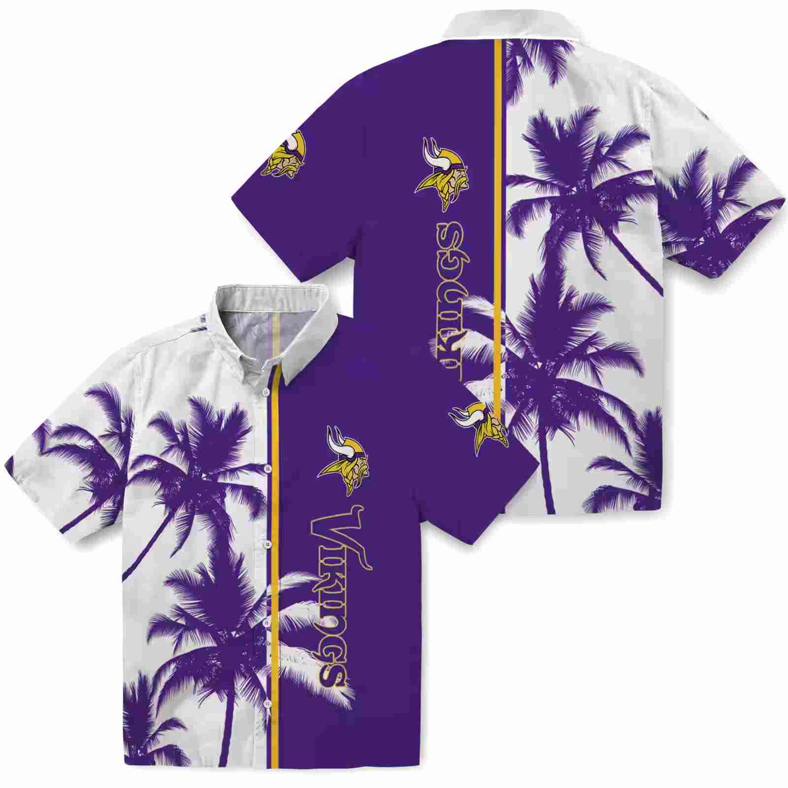 minnesota vikings palm trees purple white hawaiian shirt high quality