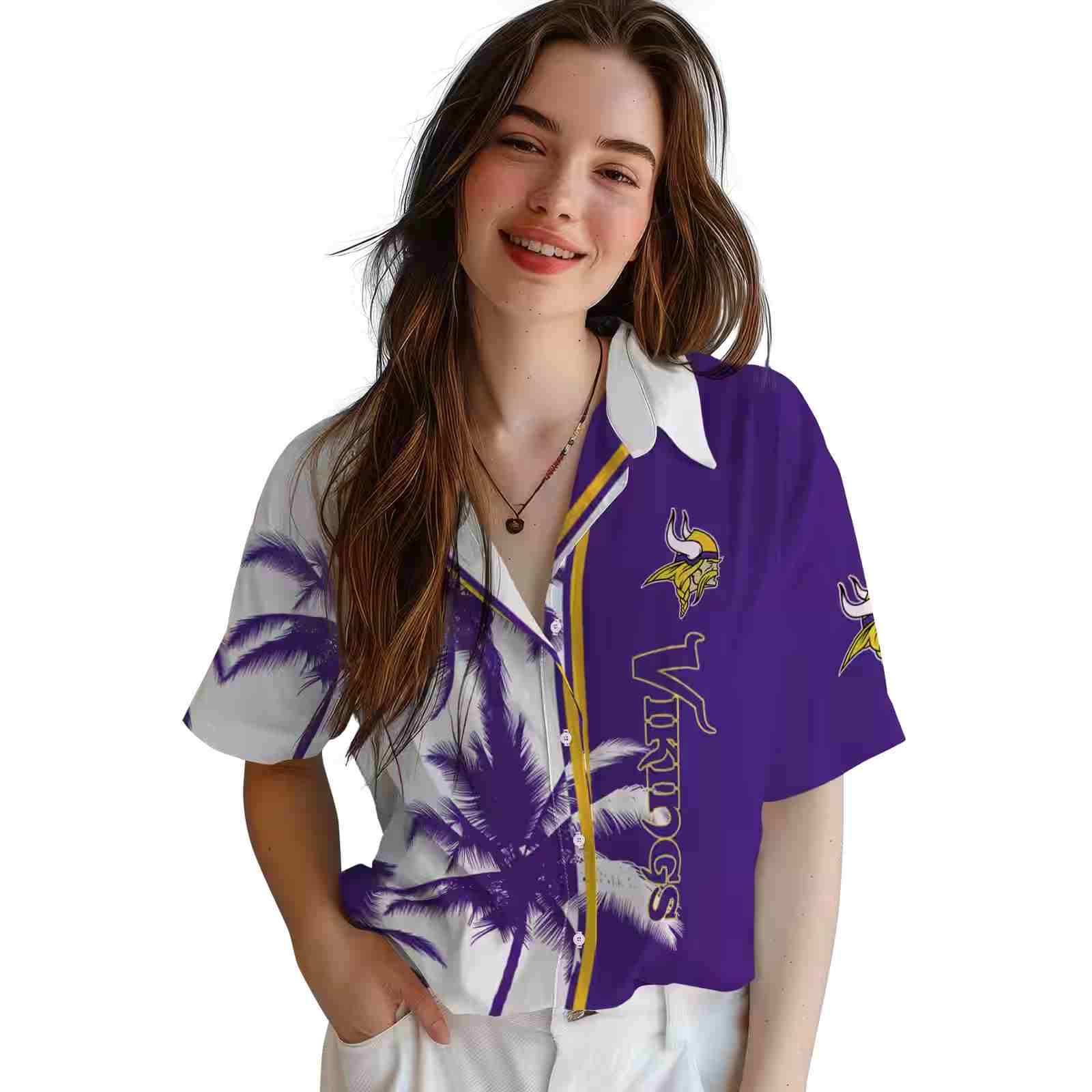 minnesota vikings palm trees purple white hawaiian shirt latest model