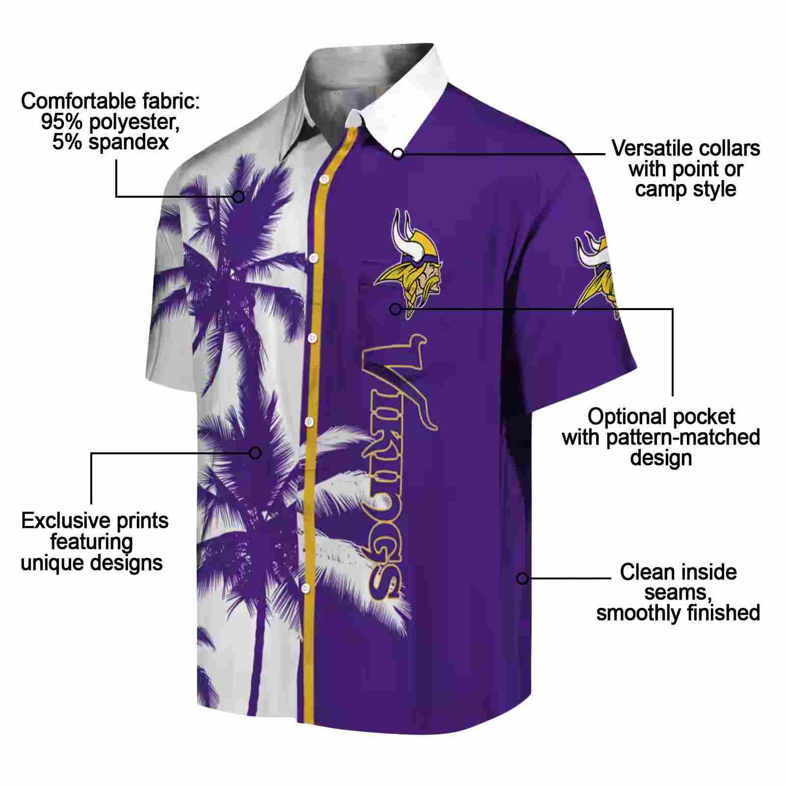 minnesota vikings palm trees purple white hawaiian shirt new arrival