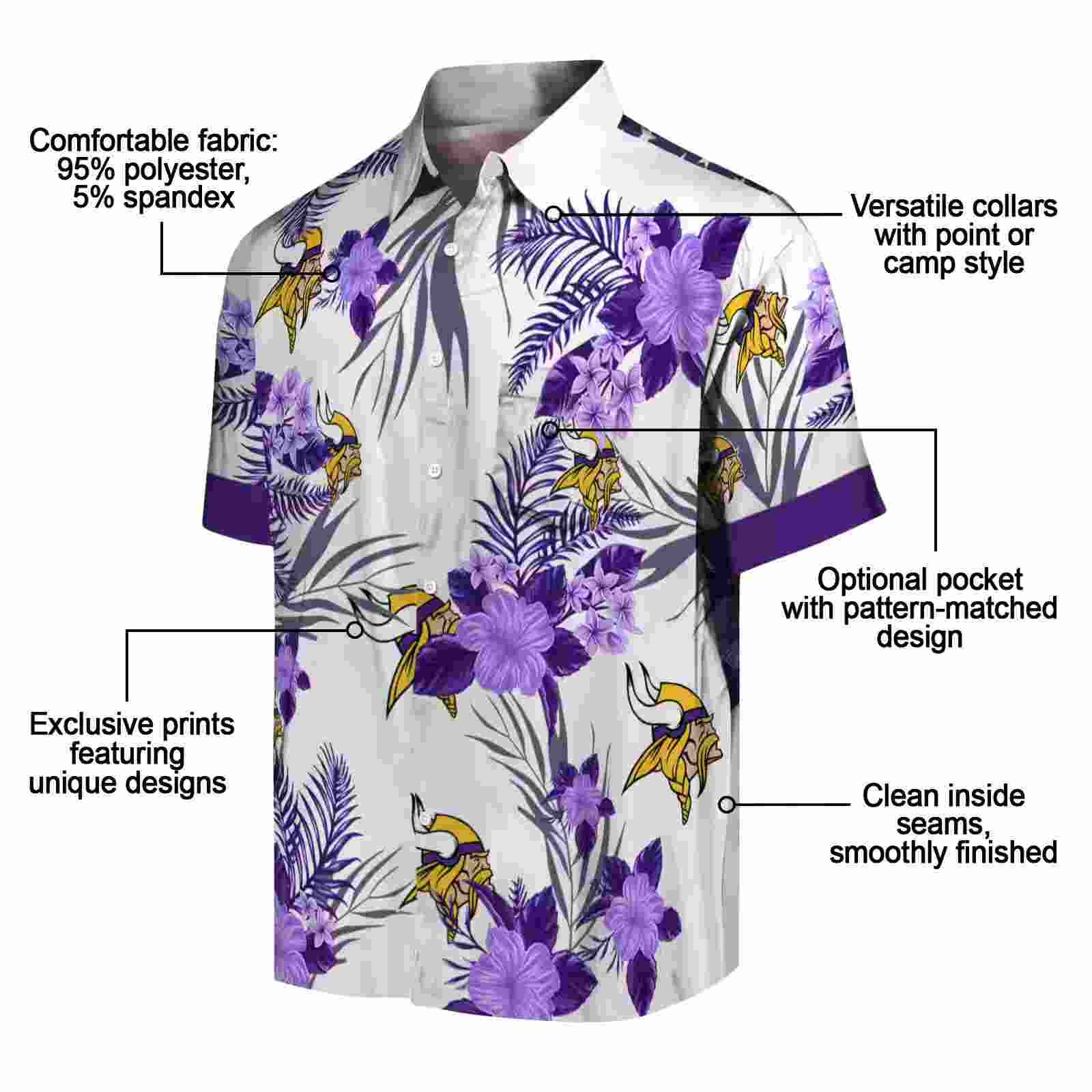 minnesota vikings patriotic hibiscus design purple white hawaiian shirt new arrival