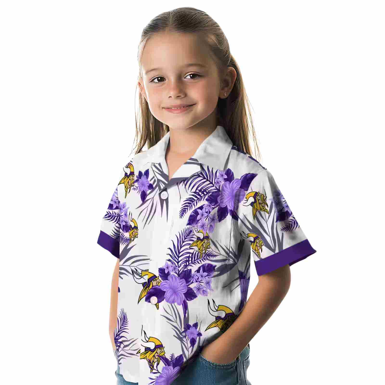 minnesota vikings patriotic hibiscus design purple white hawaiian shirt premium grade