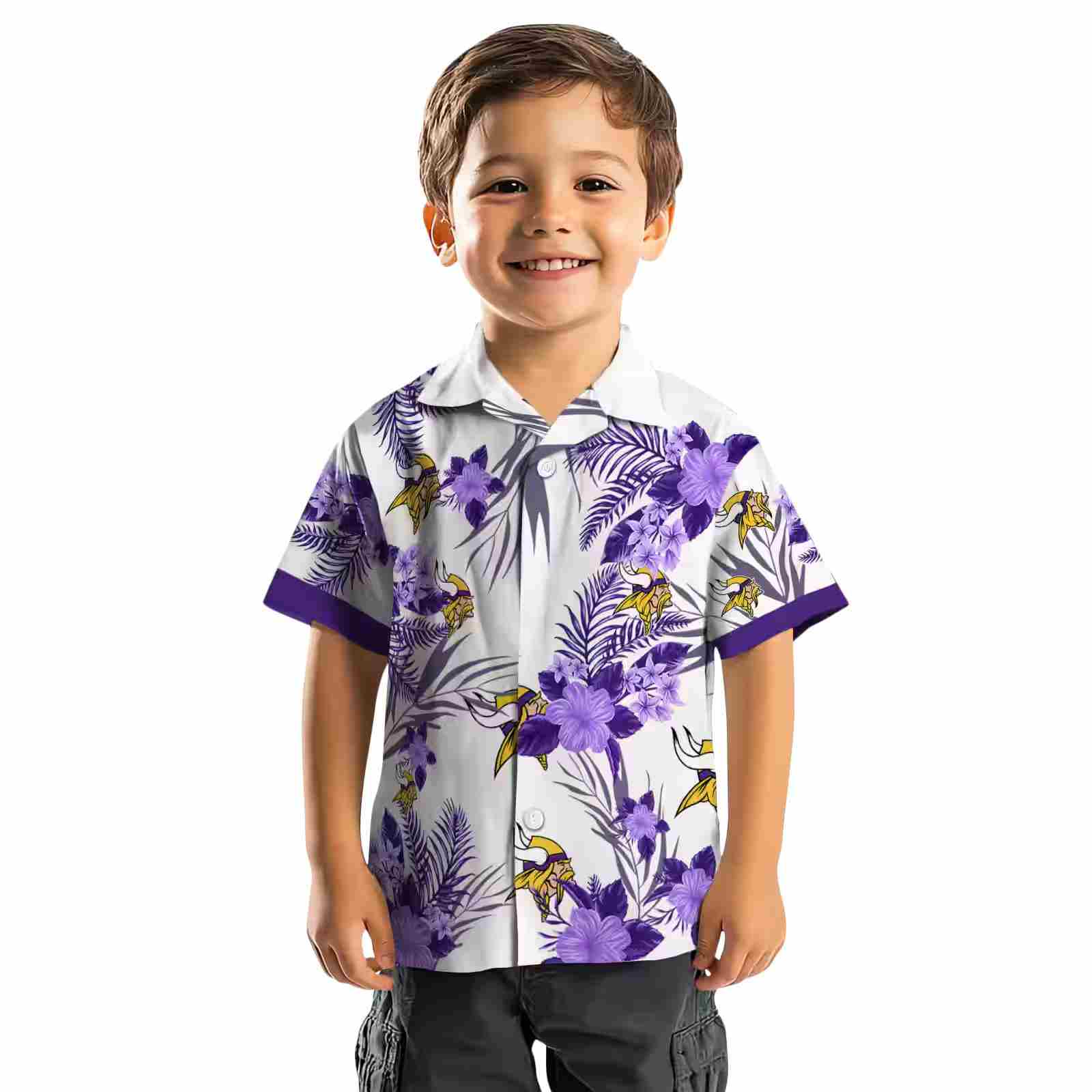 minnesota vikings patriotic hibiscus design purple white hawaiian shirt top rated