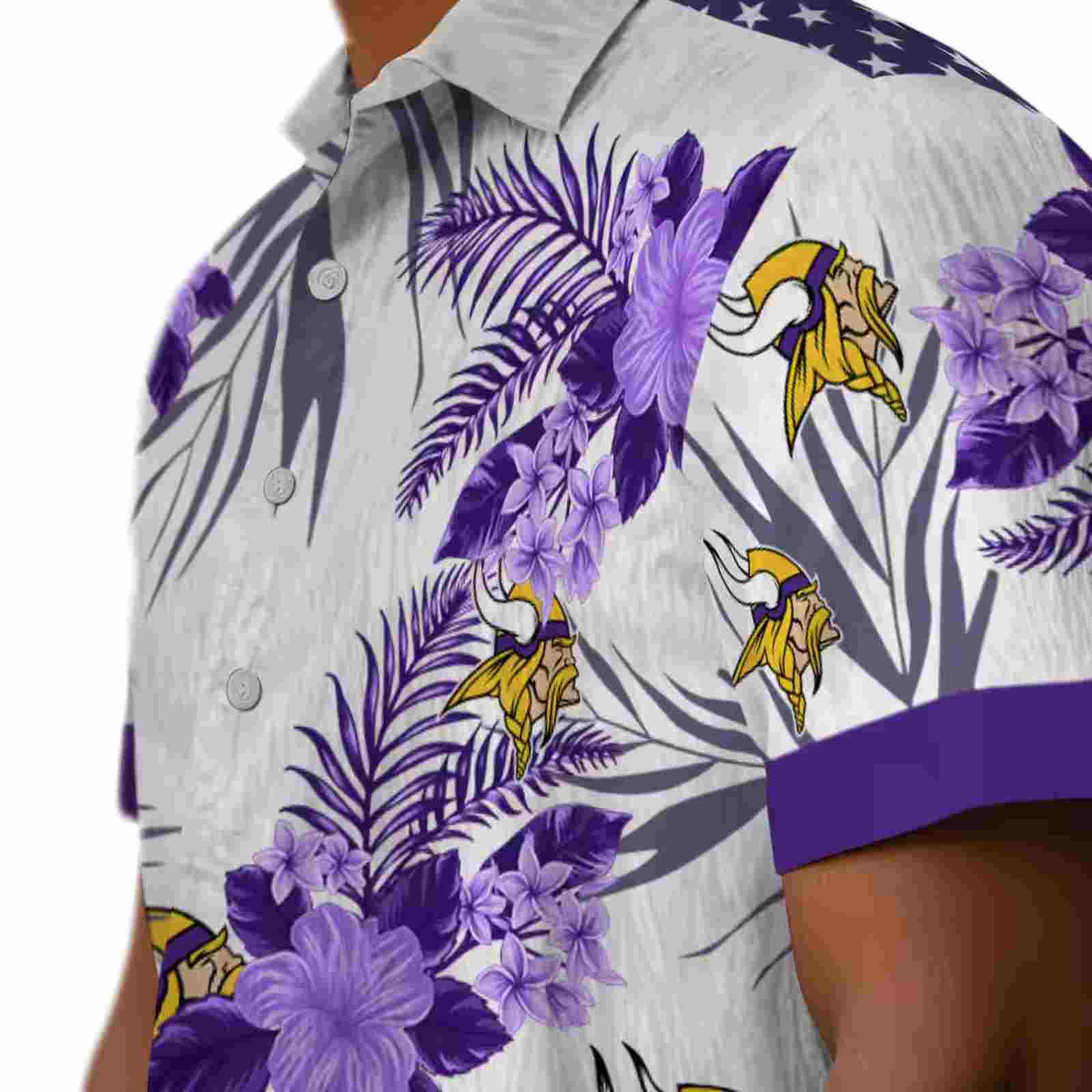 minnesota vikings patriotic hibiscus design purple white hawaiian shirt trendy