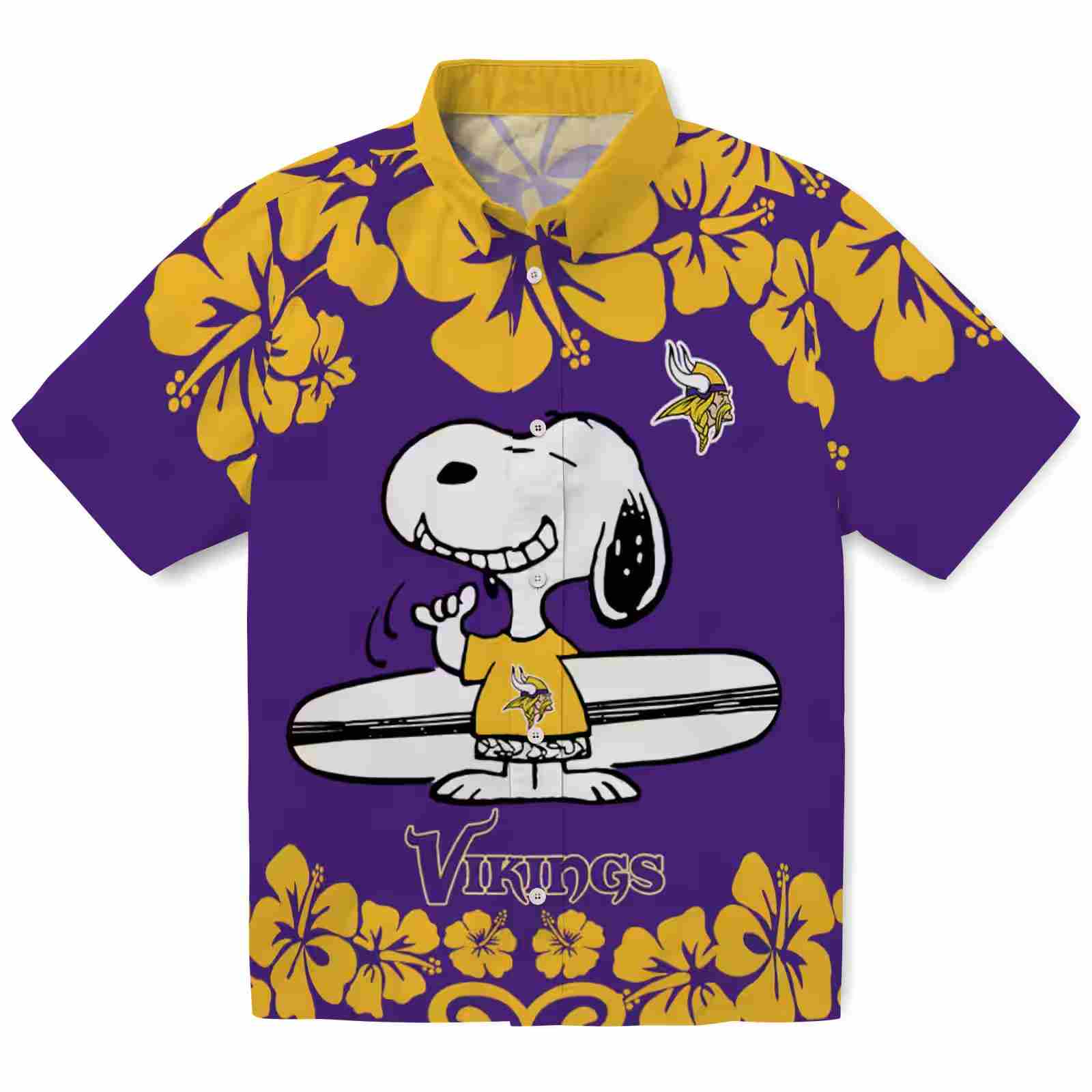 Minnesota Vikings Snoopy Surf Purple White Hawaiian Shirt