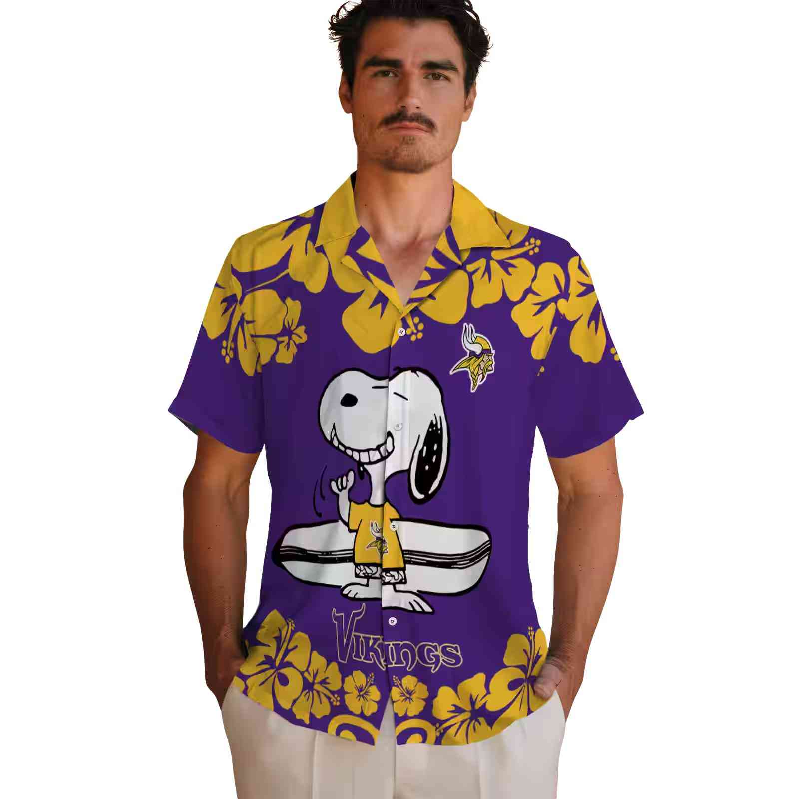 minnesota vikings snoopy surf purple white hawaiian shirt fashion forward