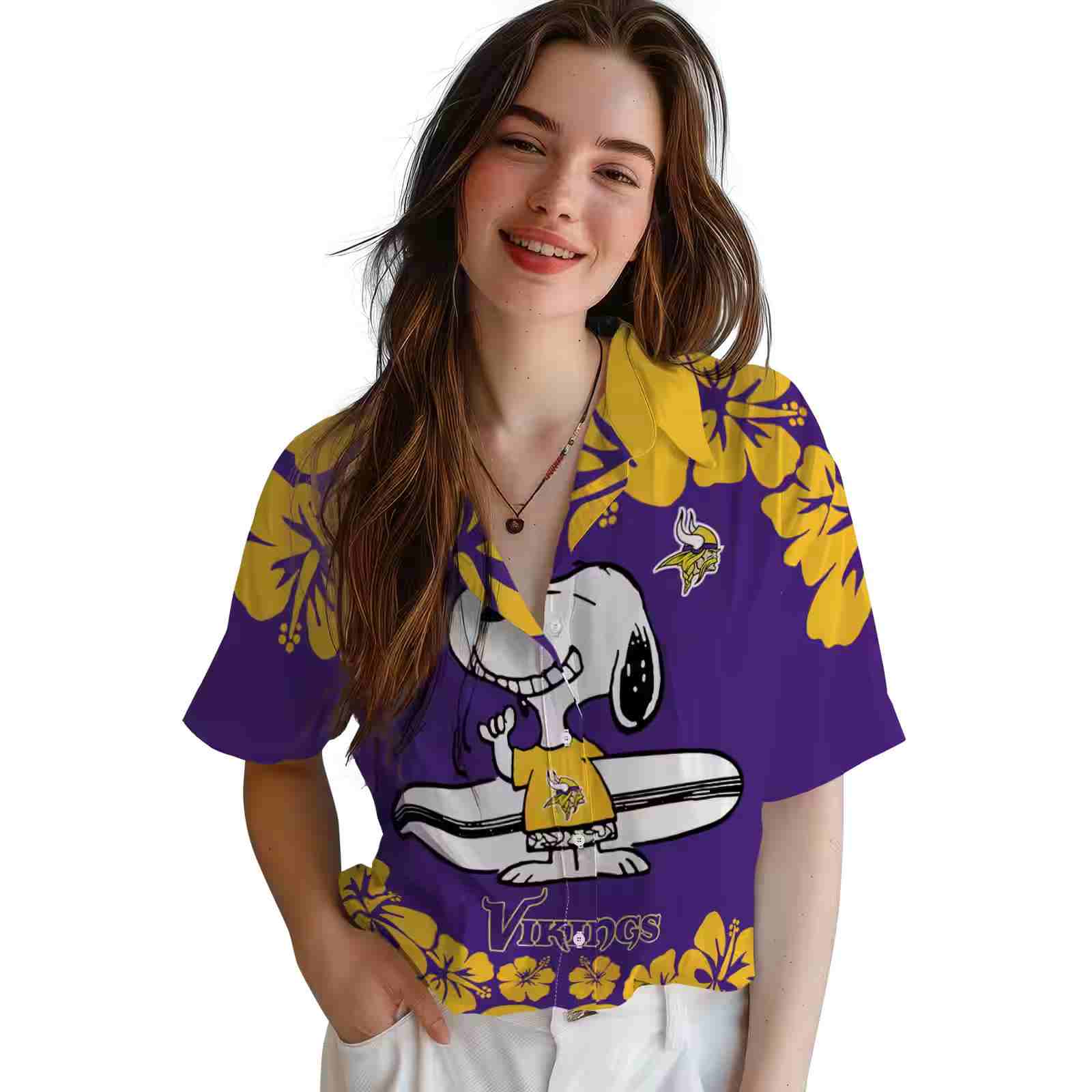 minnesota vikings snoopy surf purple white hawaiian shirt latest model