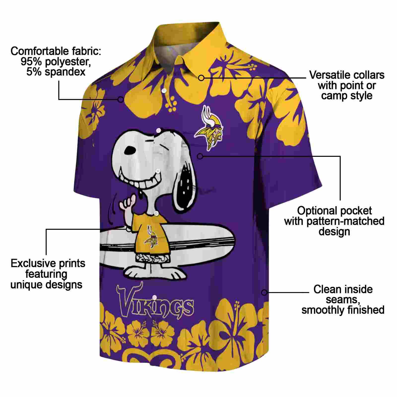 minnesota vikings snoopy surf purple white hawaiian shirt new arrival