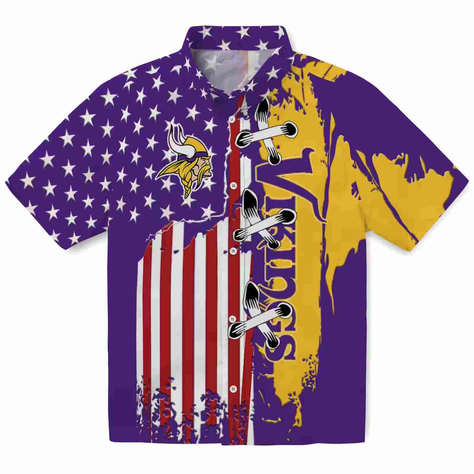 Minnesota Vikings Stitched Flag Purple Hawaiian Shirt