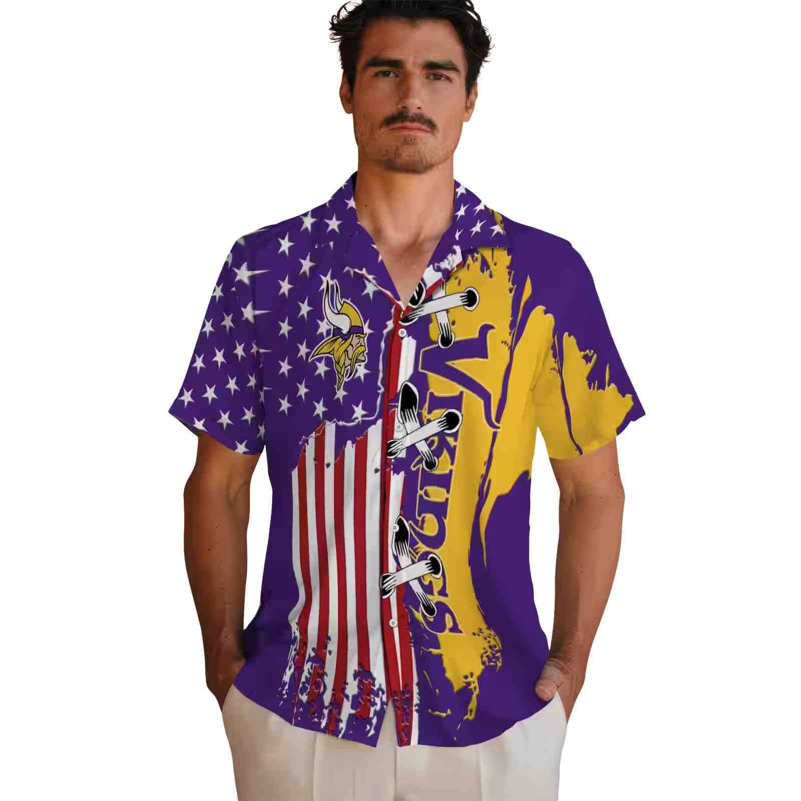 minnesota vikings stitched flag purple hawaiian shirt fashion forward