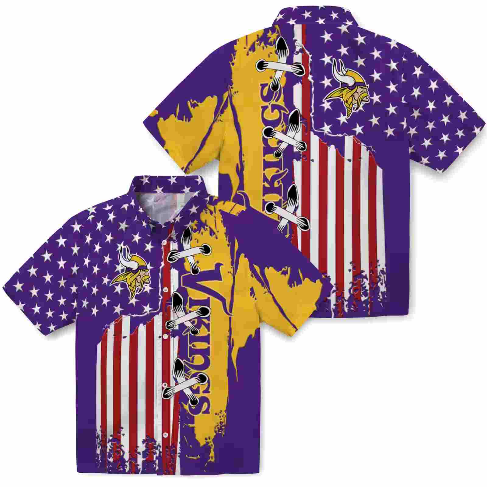 minnesota vikings stitched flag purple hawaiian shirt high quality