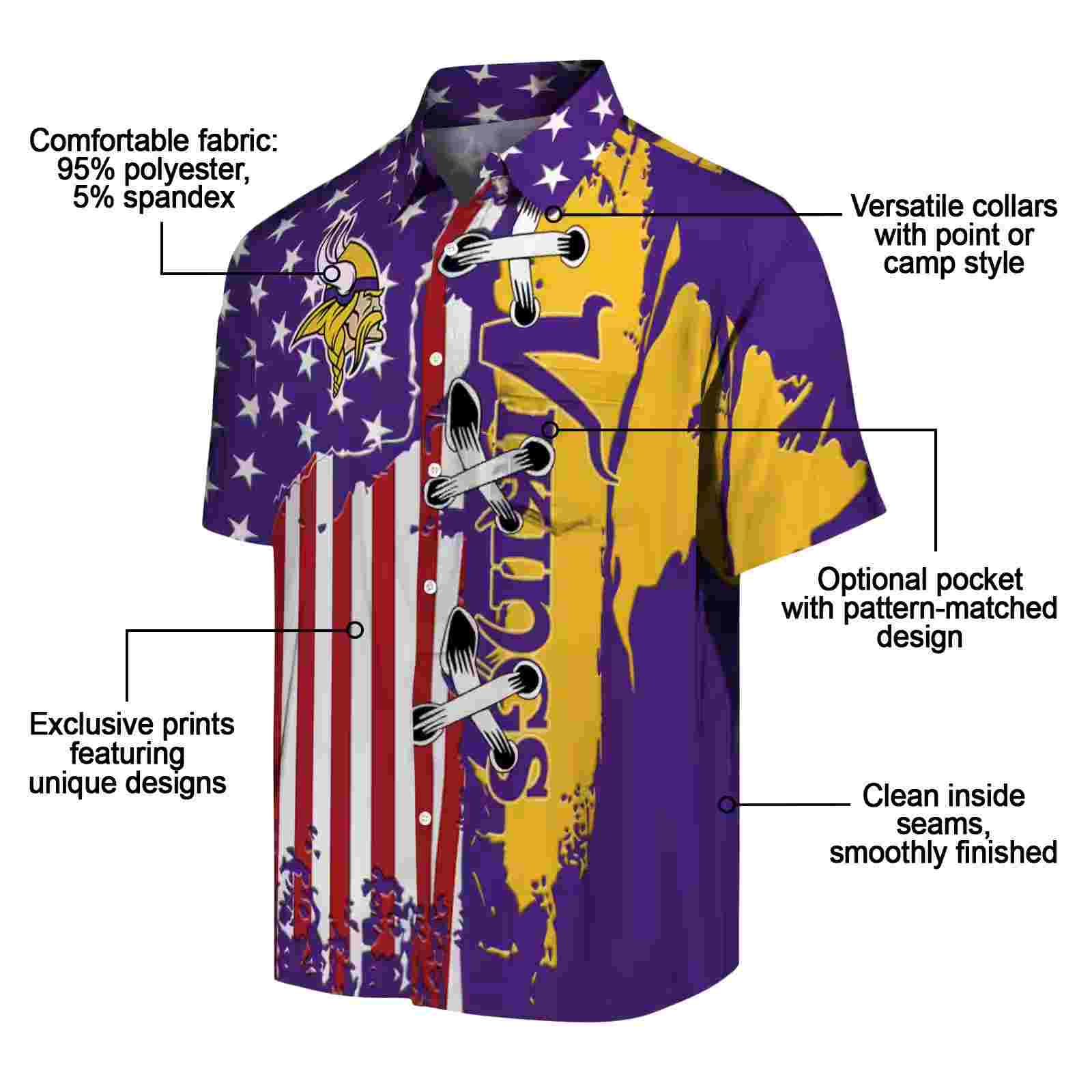 minnesota vikings stitched flag purple hawaiian shirt new arrival