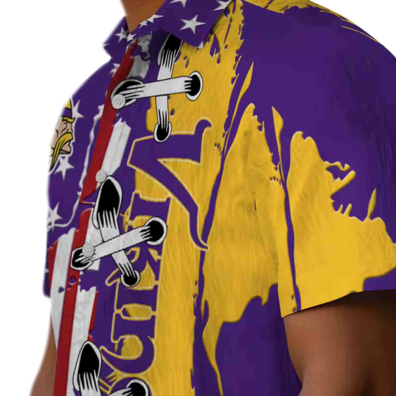 minnesota vikings stitched flag purple hawaiian shirt trendy