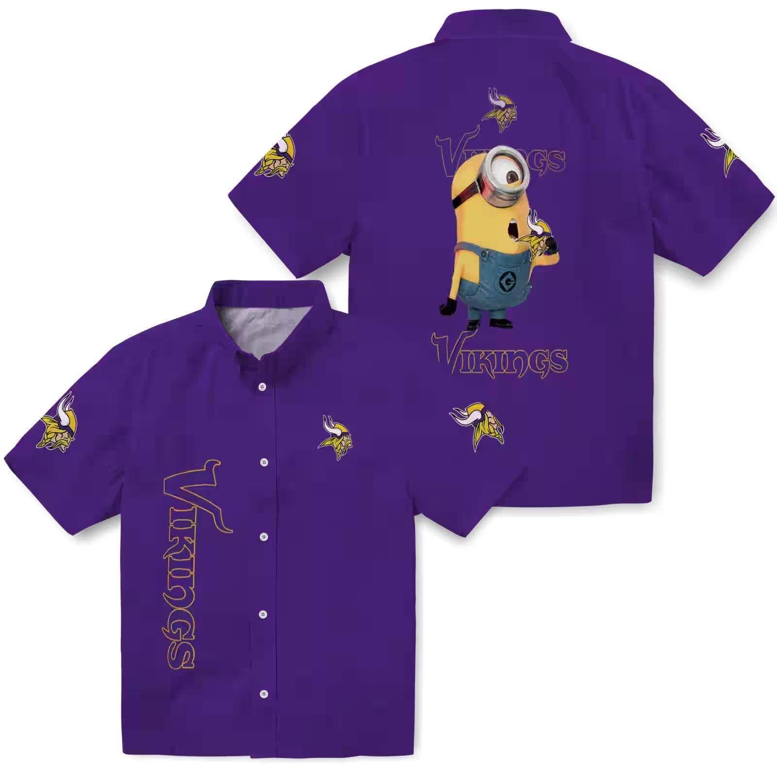 minnesota vikings stuart minion purple hawaiian shirt high quality