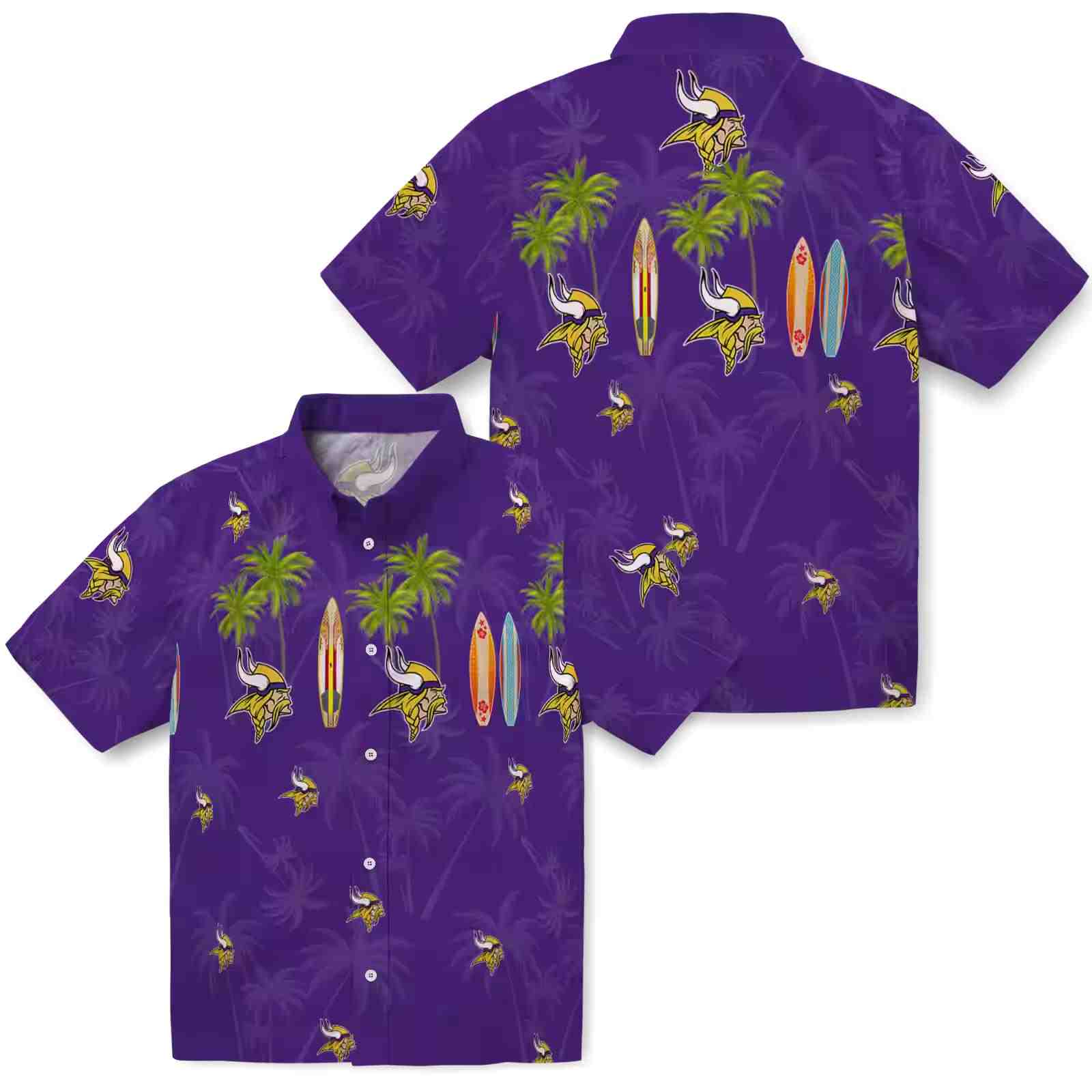 minnesota vikings surfboard palm purple hawaiian shirt high quality