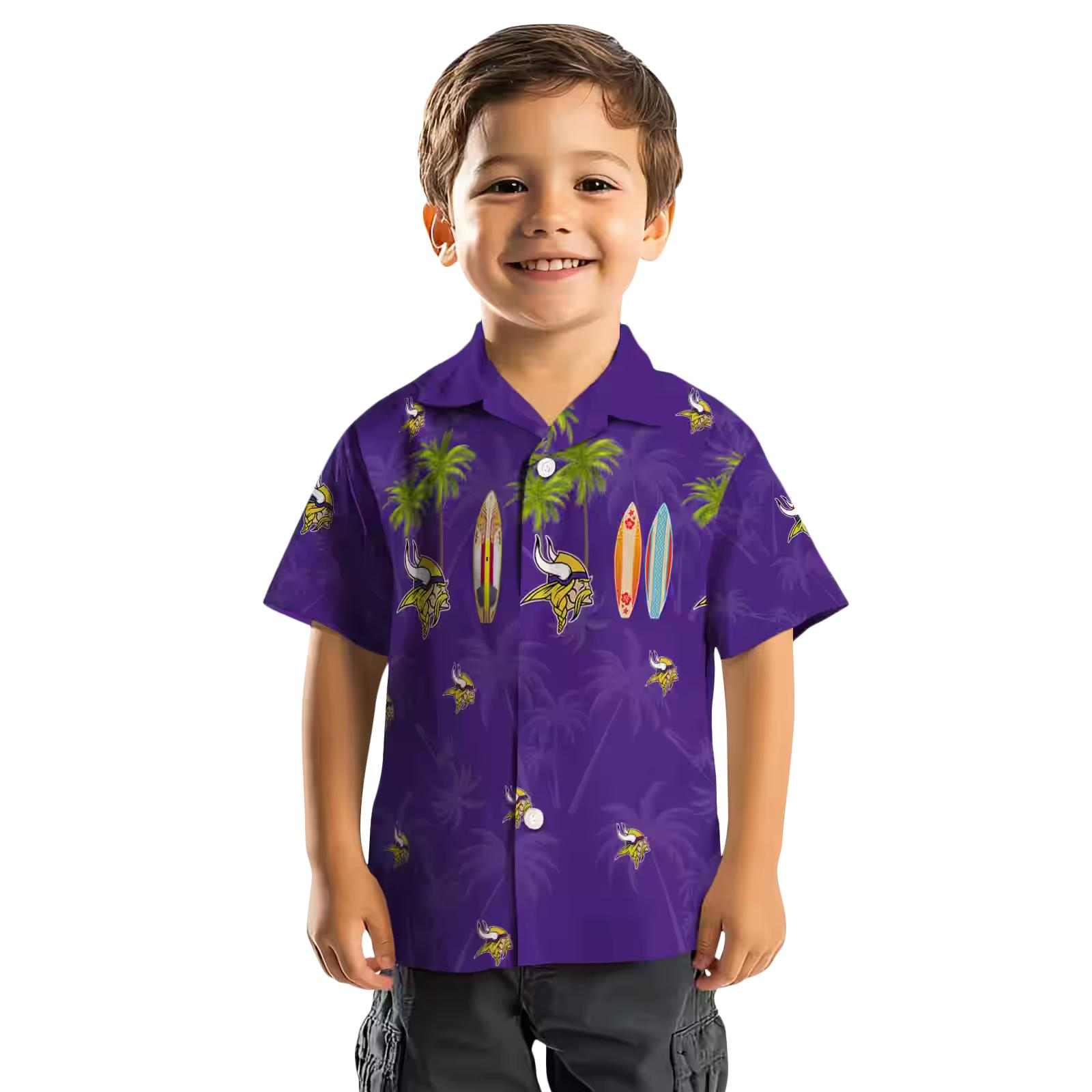 minnesota vikings surfboard palm purple hawaiian shirt top rated