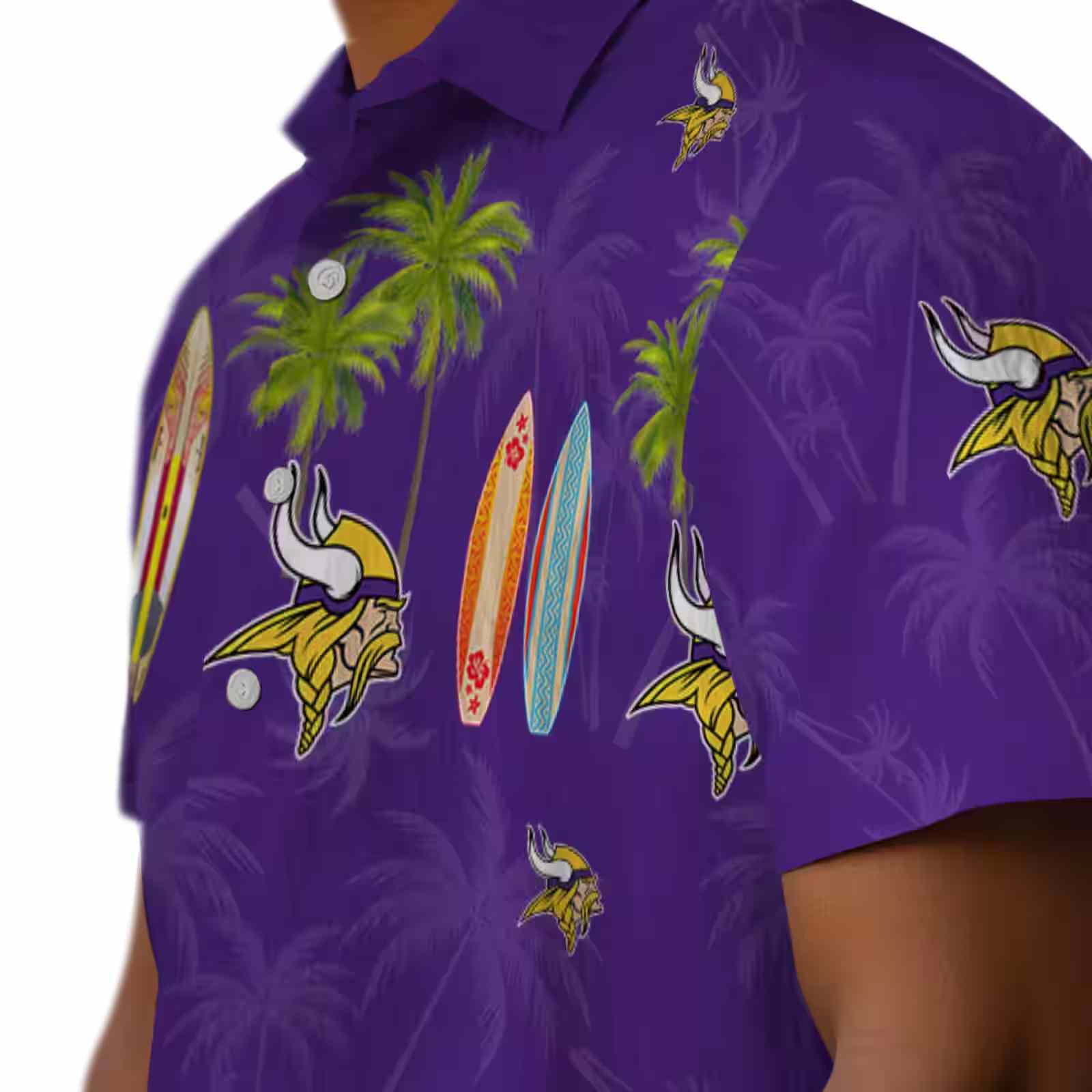 minnesota vikings surfboard palm purple hawaiian shirt trendy