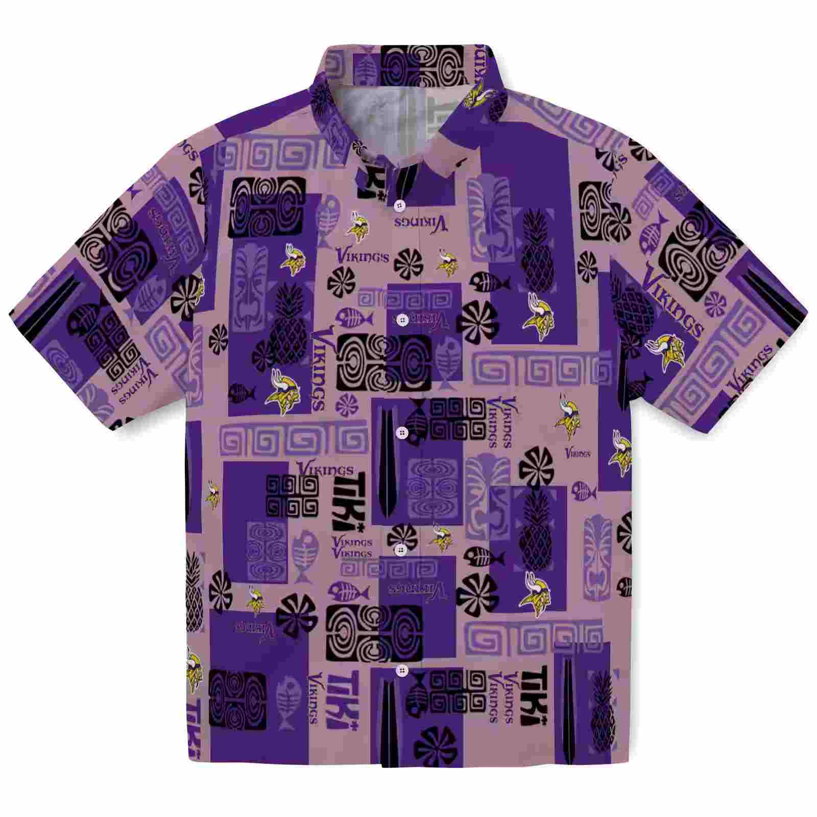 Minnesota Vikings Tribal Symbols Purple Hawaiian Shirt