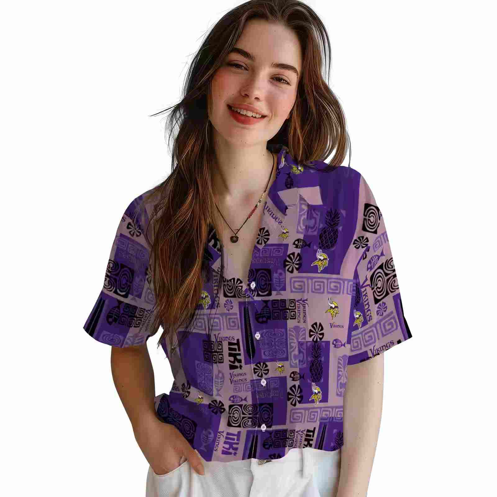 minnesota vikings tribal symbols purple hawaiian shirt latest model