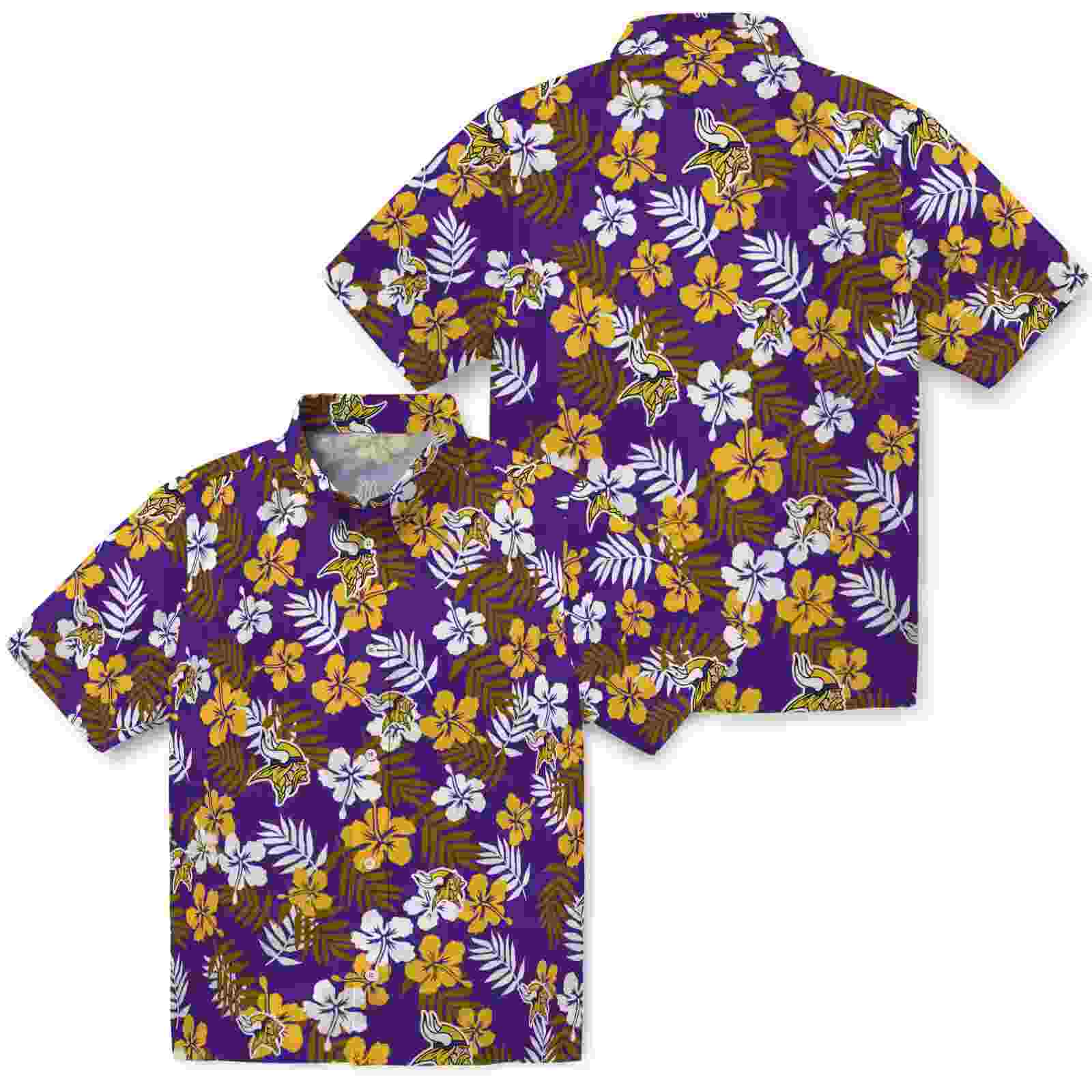 minnesota vikings tropical floral purple hawaiian shirt high quality