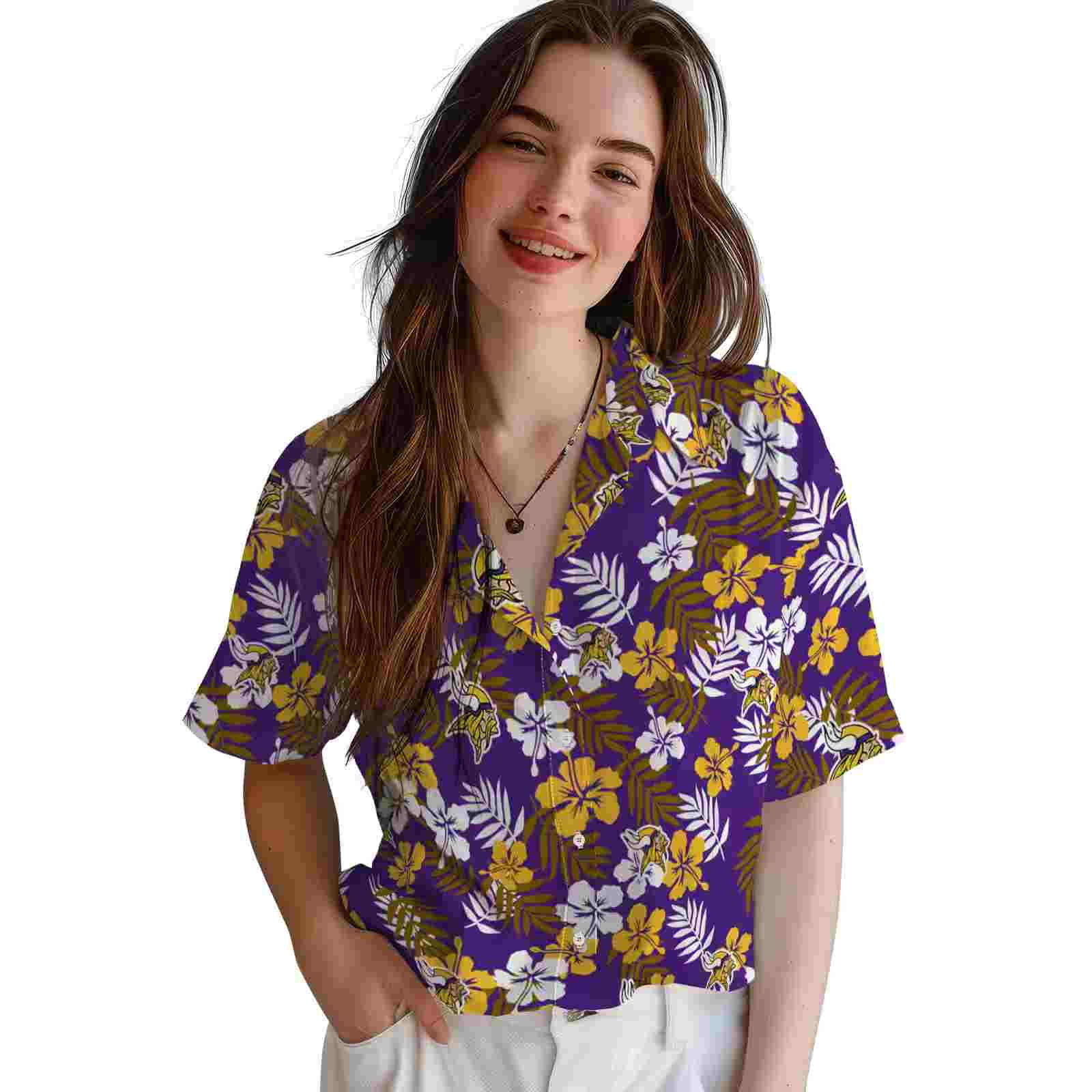 minnesota vikings tropical floral purple hawaiian shirt latest model