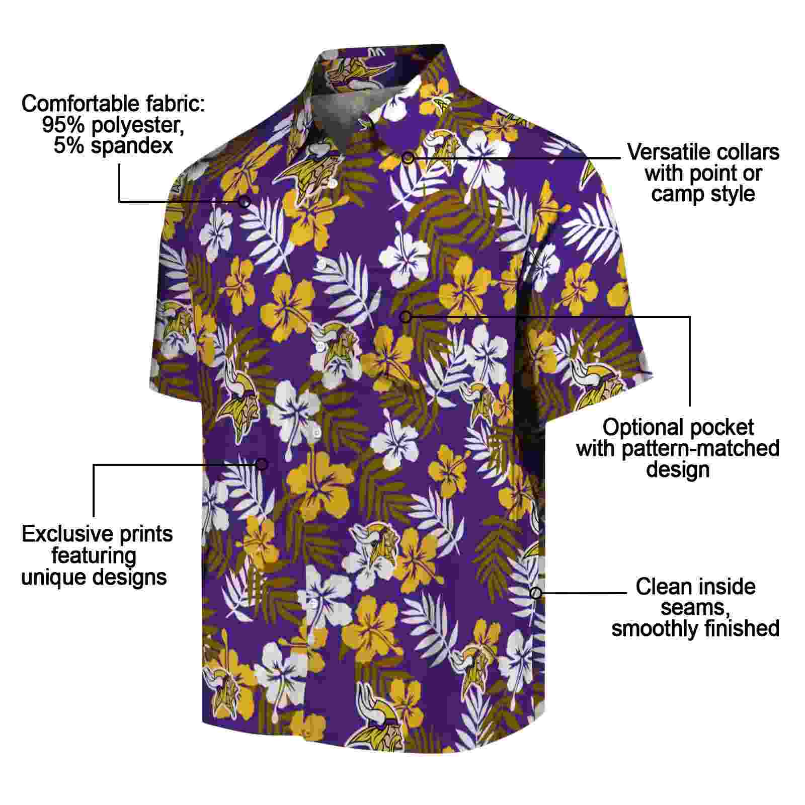 minnesota vikings tropical floral purple hawaiian shirt new arrival