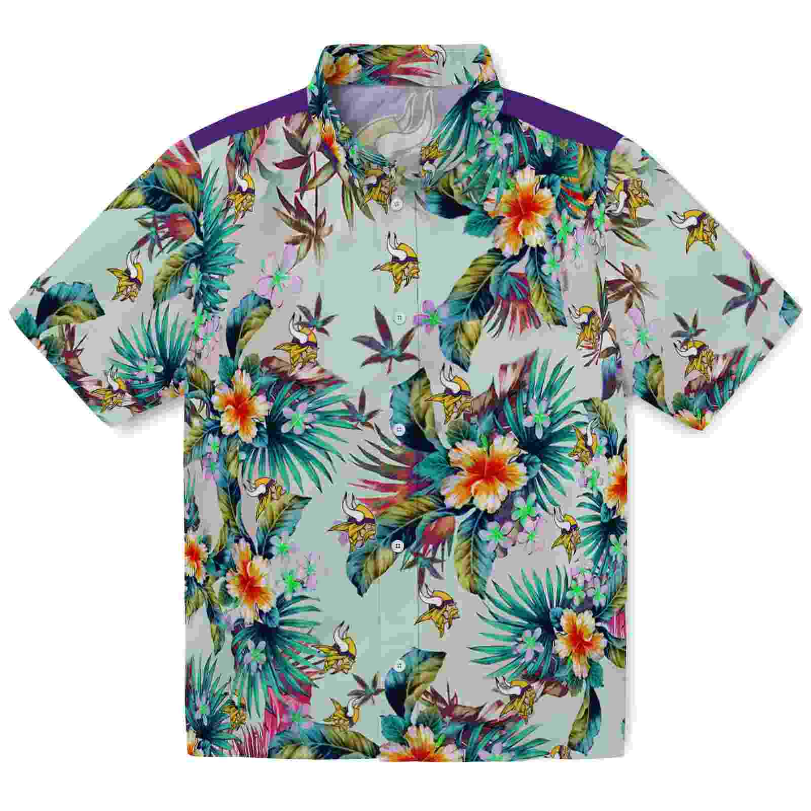 Minnesota Vikings Tropical Foliage Green Hawaiian Shirt