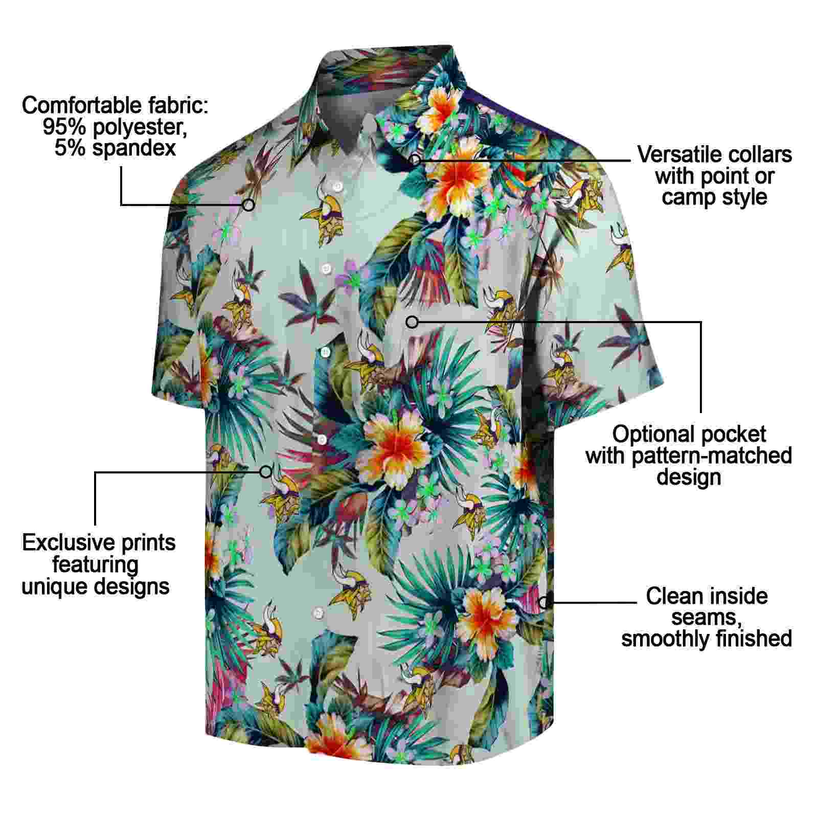 minnesota vikings tropical foliage green hawaiian shirt new arrival