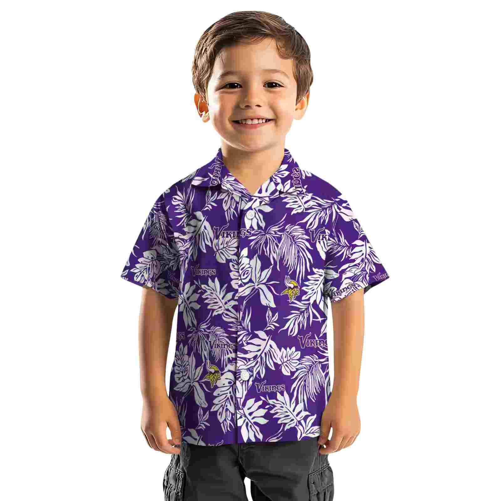 minnesota vikings tropical leaf purple white hawaiian shirt top rated