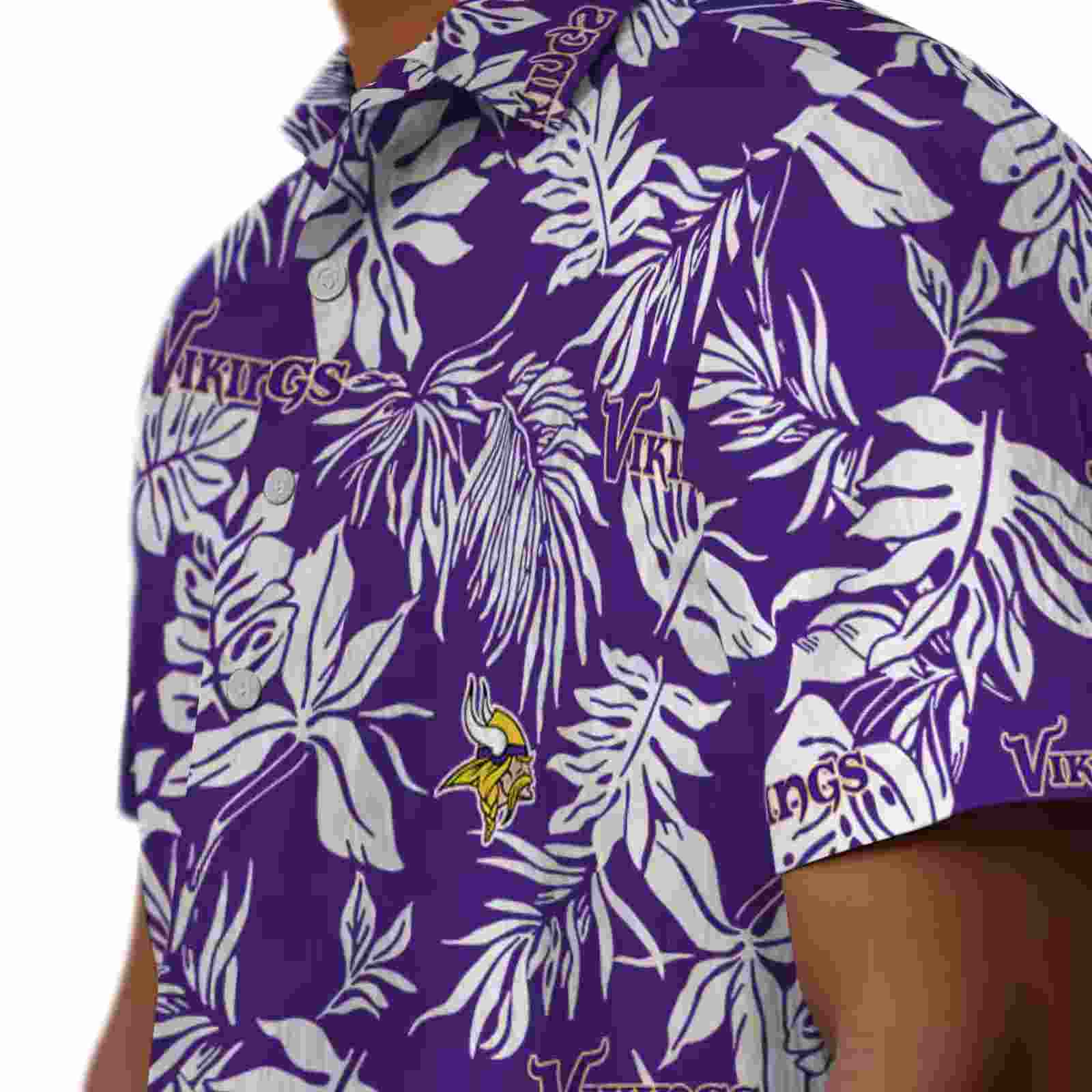 minnesota vikings tropical leaf purple white hawaiian shirt trendy