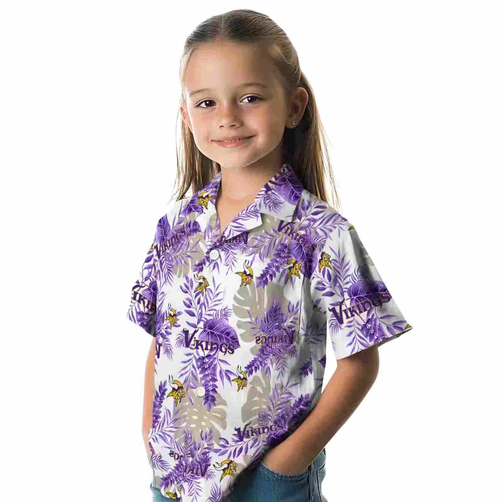 minnesota vikings tropical leaves white hawaiian shirt premium grade