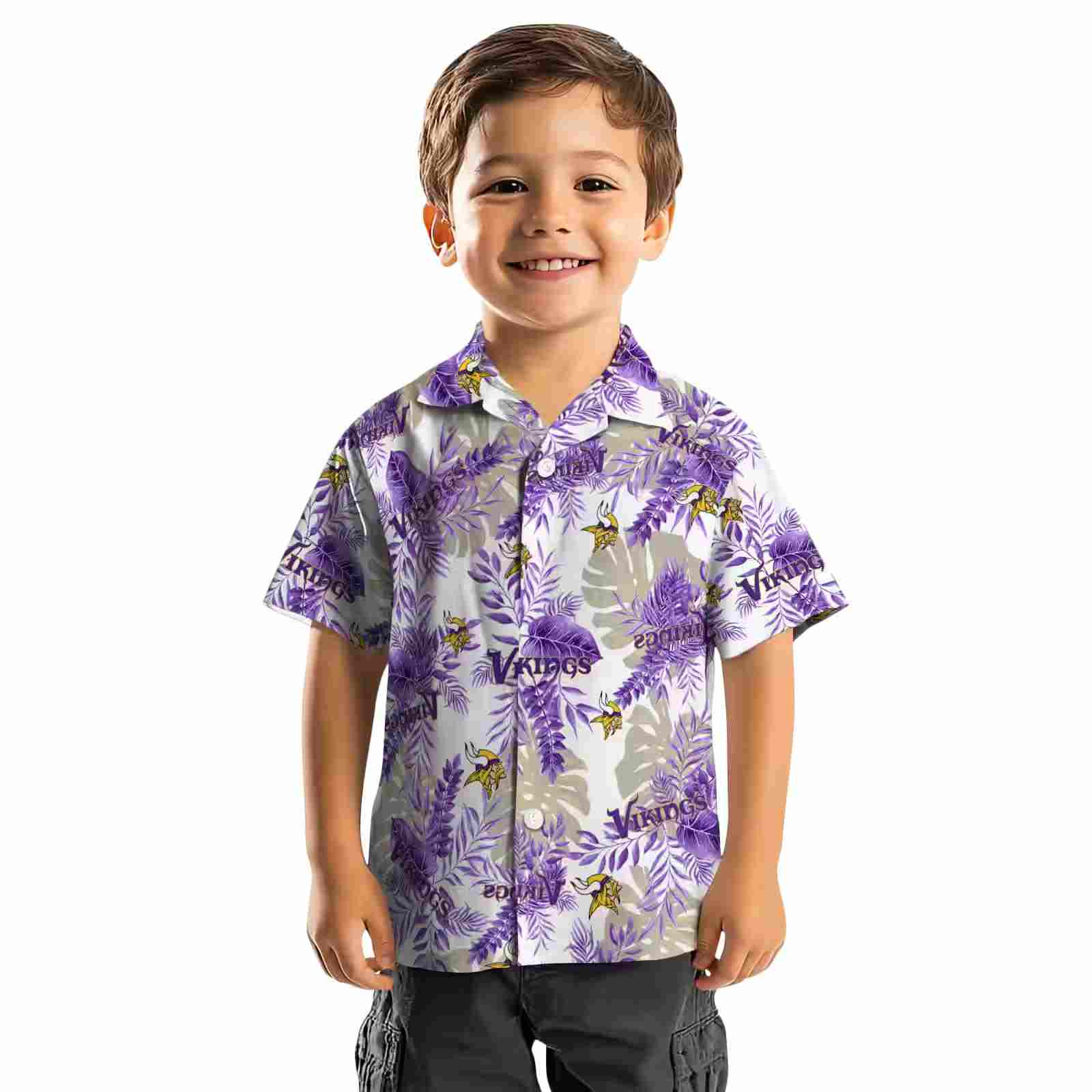 minnesota vikings tropical leaves white hawaiian shirt top rated