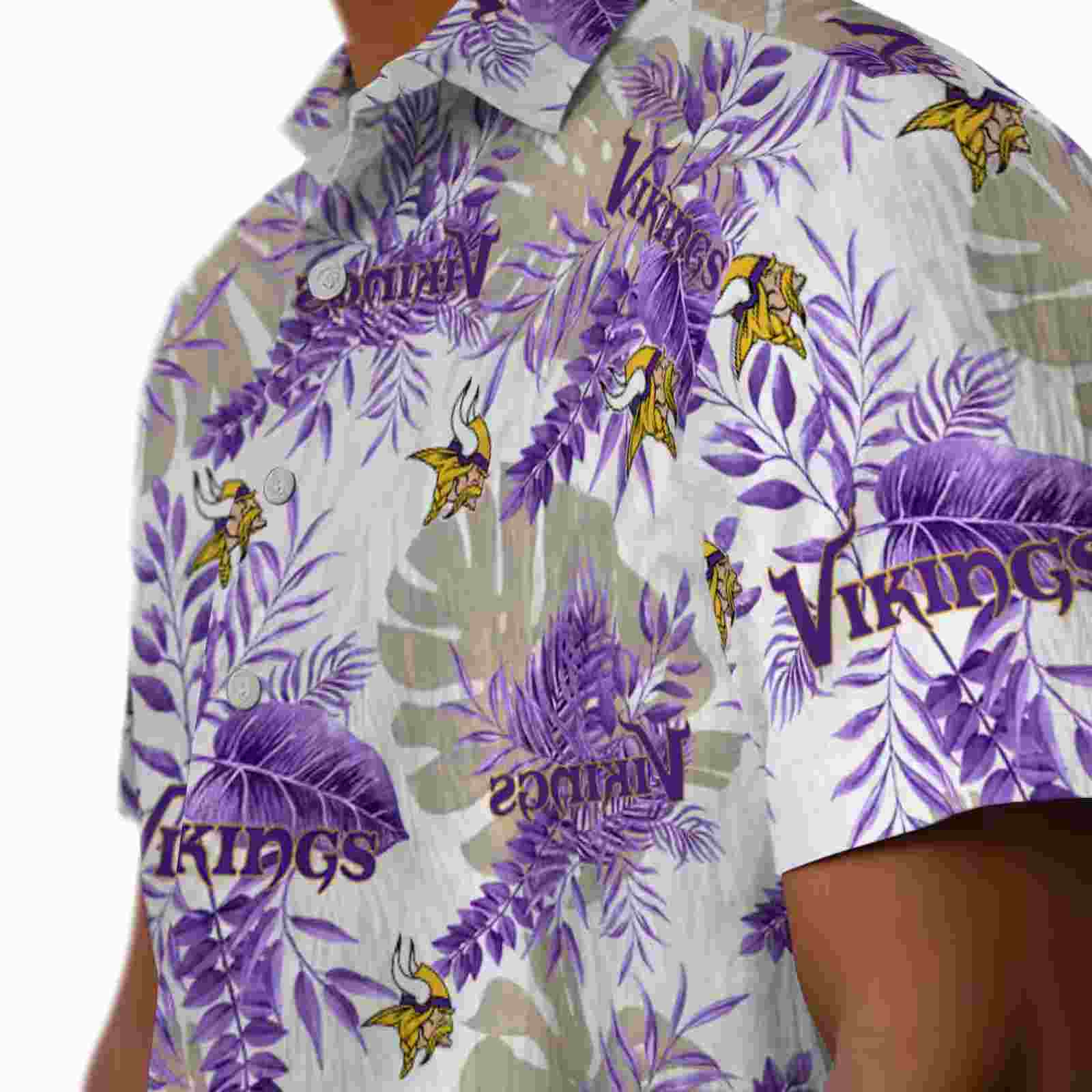 minnesota vikings tropical leaves white hawaiian shirt trendy