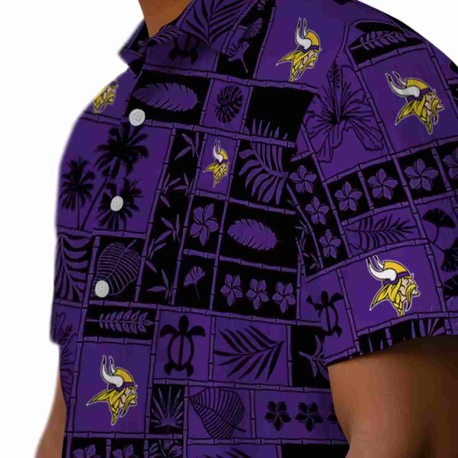 minnesota vikings tropical patchwork purple black hawaiian shirt trendy